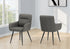 MN-481116    Dining Chair, 34" Height, Set Of 2, Upholstered, Side, Dining Room, Kitchen, Grey Leather Look, Black Metal, Contemporary, Modern