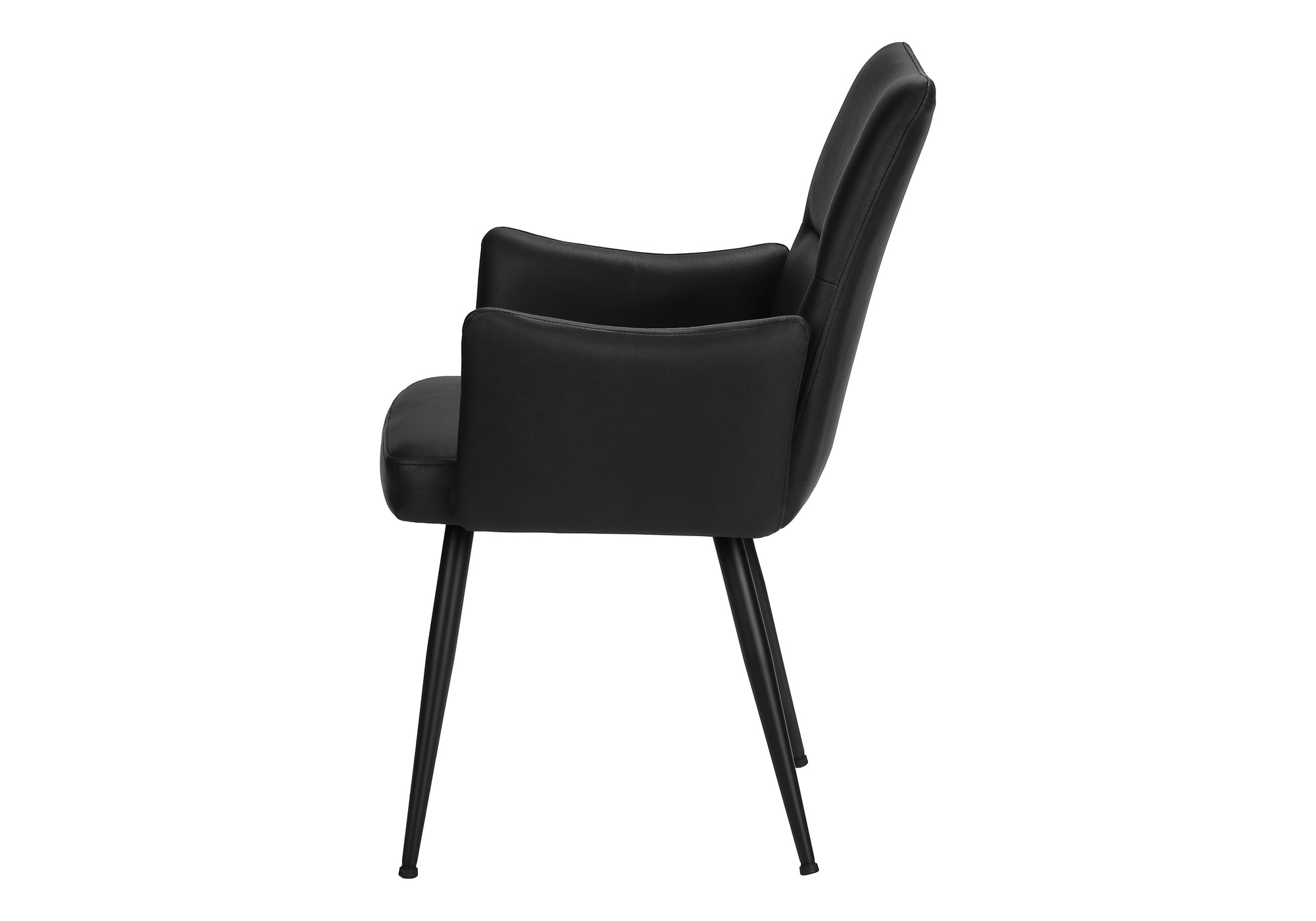 MN-A561125    Dining Chair, 36" Height, Set Of 2, Upholstered, Side, Dining Room, Kitchen, Black Leather Look, Black Metal, Contemporary, Modern