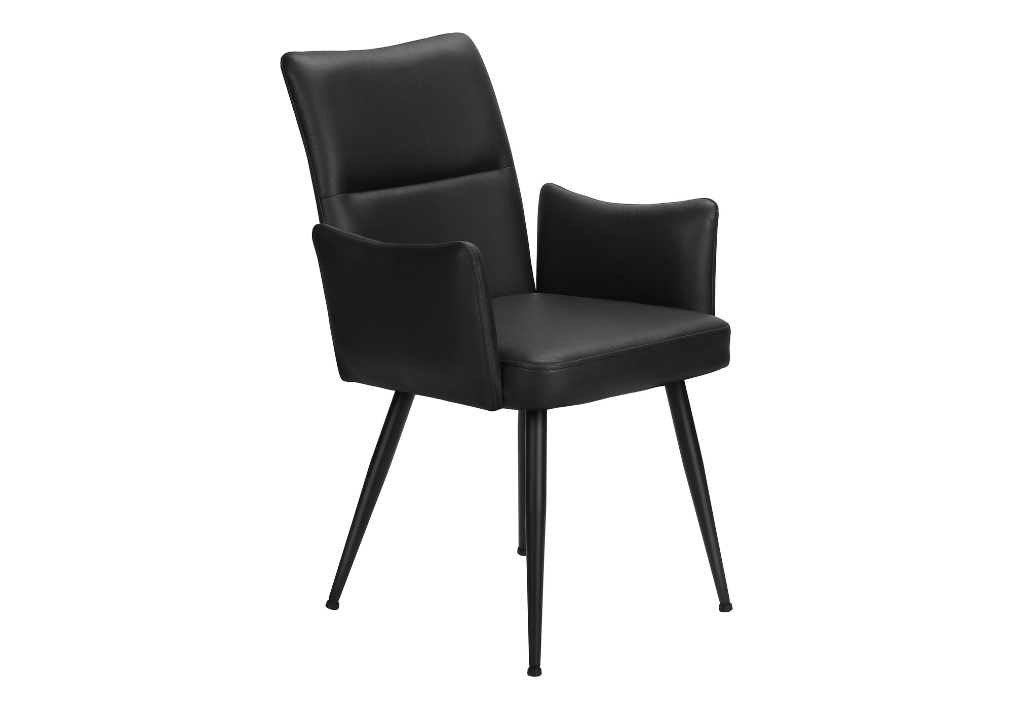MN-A561125    Dining Chair, 36" Height, Set Of 2, Upholstered, Side, Dining Room, Kitchen, Black Leather Look, Black Metal, Contemporary, Modern
