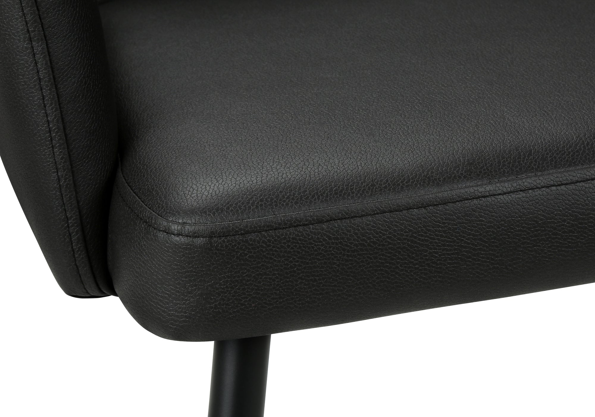 MN-A561125    Dining Chair, 36" Height, Set Of 2, Upholstered, Side, Dining Room, Kitchen, Black Leather Look, Black Metal, Contemporary, Modern