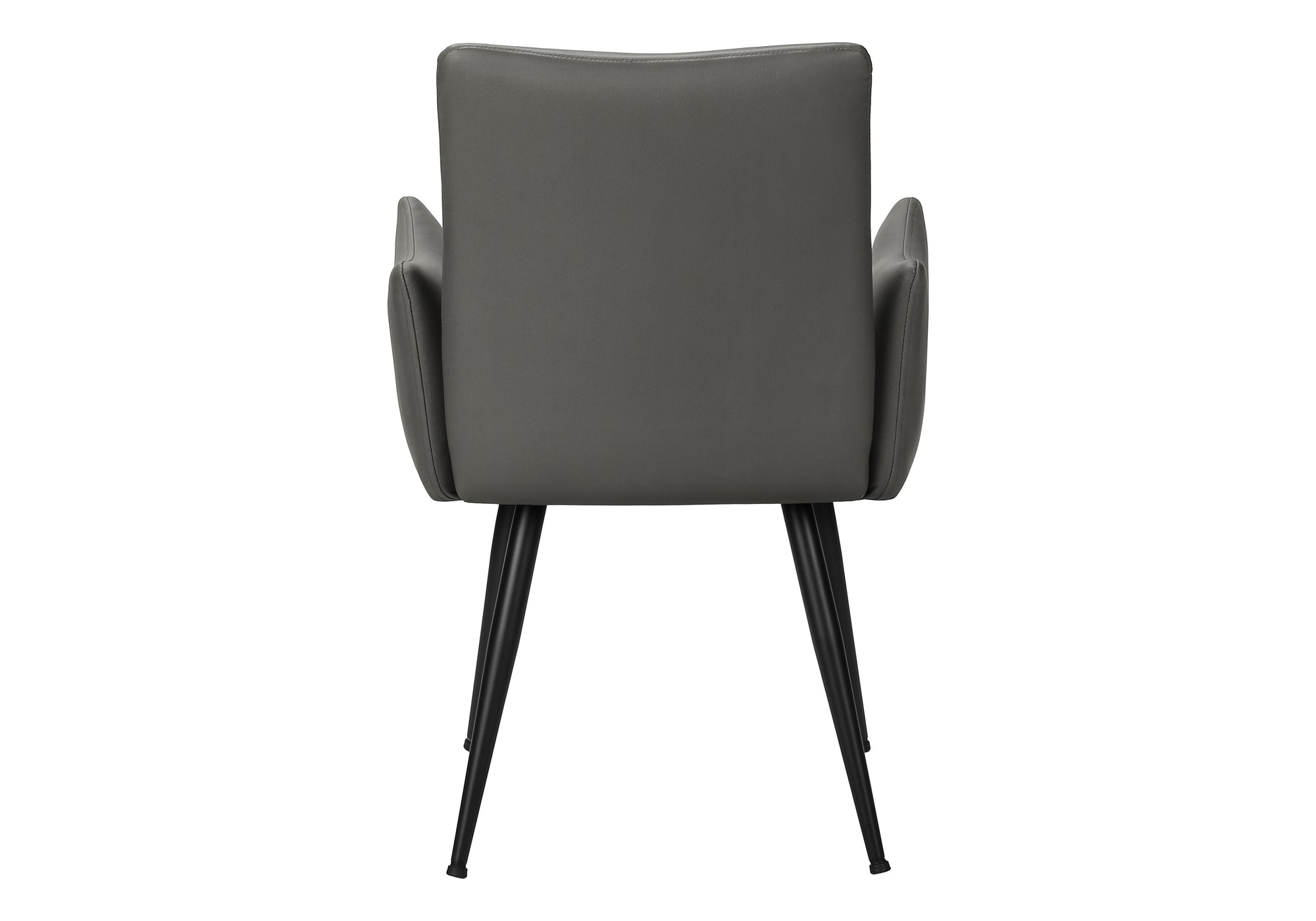 MN-A561126    Dining Chair, 36" Height, Set Of 2, Upholstered, Side, Dining Room, Kitchen, Grey Leather Look, Black Metal, Contemporary, Modern