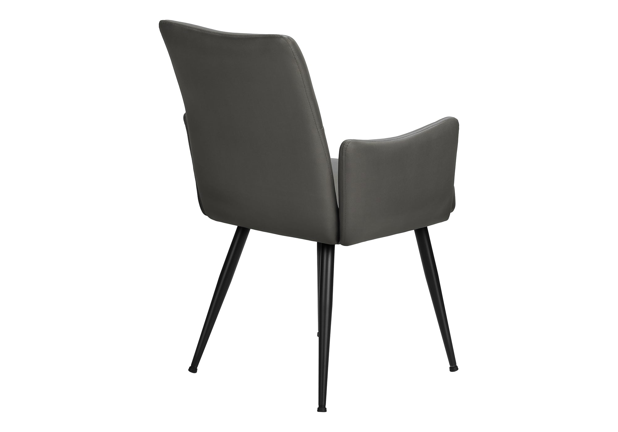 MN-A561126    Dining Chair, 36" Height, Set Of 2, Upholstered, Side, Dining Room, Kitchen, Grey Leather Look, Black Metal, Contemporary, Modern