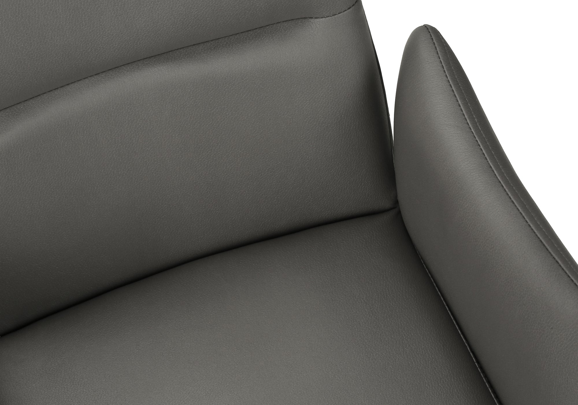 MN-A561126    Dining Chair, 36" Height, Set Of 2, Upholstered, Side, Dining Room, Kitchen, Grey Leather Look, Black Metal, Contemporary, Modern