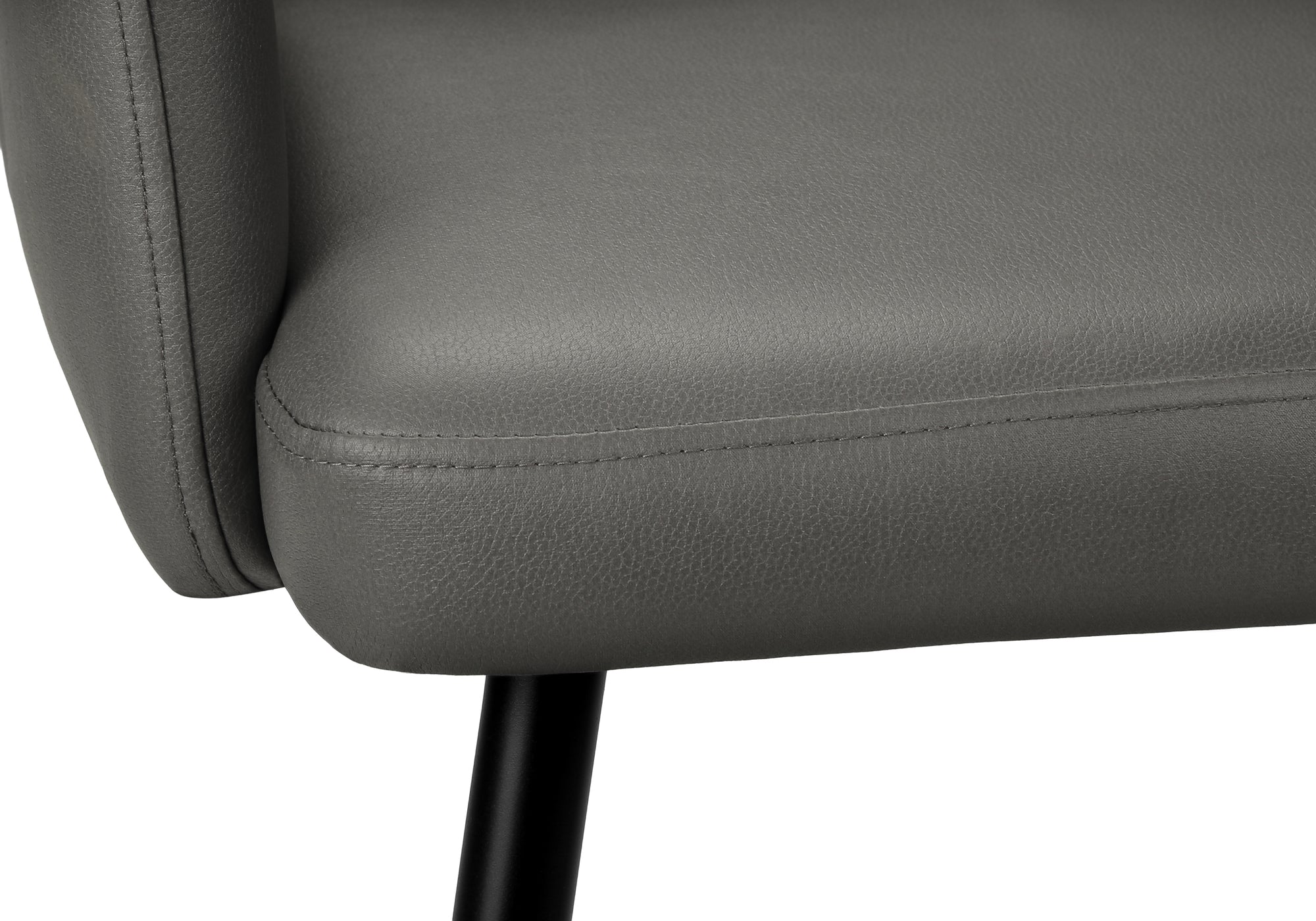 MN-A561126    Dining Chair, 36" Height, Set Of 2, Upholstered, Side, Dining Room, Kitchen, Grey Leather Look, Black Metal, Contemporary, Modern