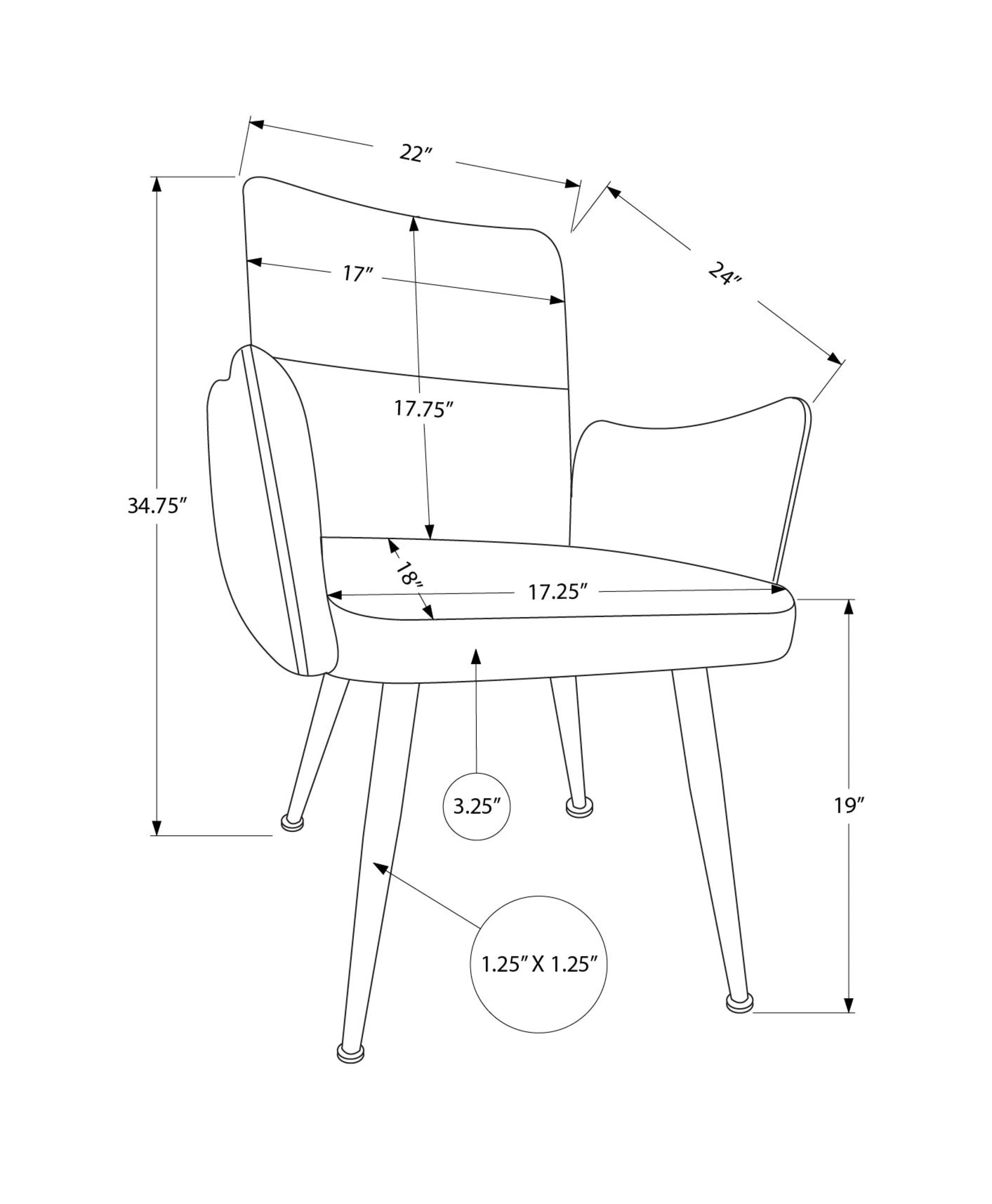 MN-A561126    Dining Chair, 36" Height, Set Of 2, Upholstered, Side, Dining Room, Kitchen, Grey Leather Look, Black Metal, Contemporary, Modern