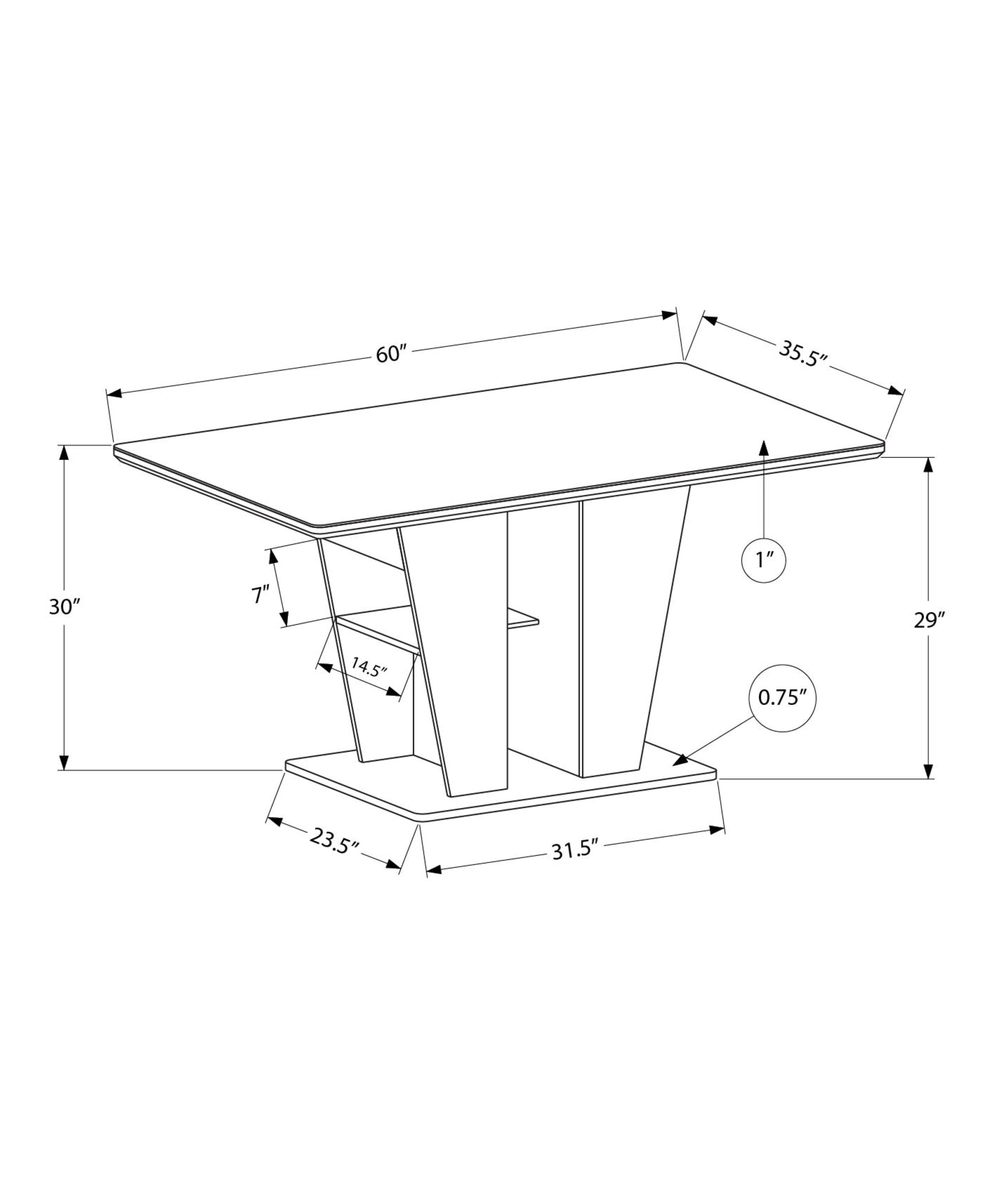 MN-D581128    Dining Table, 60" Rectangular, Sintered Stone Top, Dining Room, Kitchen, White Stone, Black Laminate, Contemporary, Modern