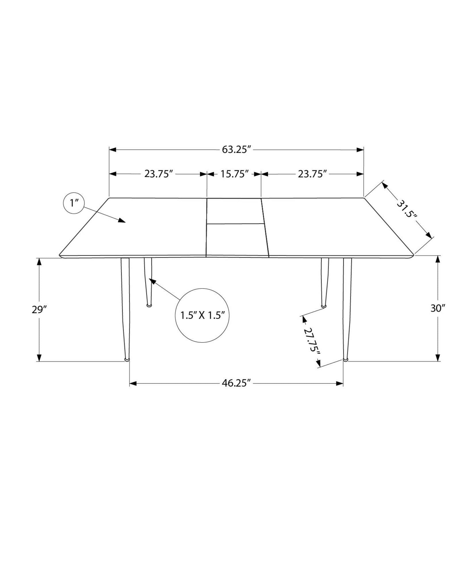 MN-621133    Dining Table, 63" Rectangular, 15" Butterfly Panel, Sintered Stone Top, Dining Room, Kitchen, Dark Grey Stone, Black Metal, Contemporary, Modern