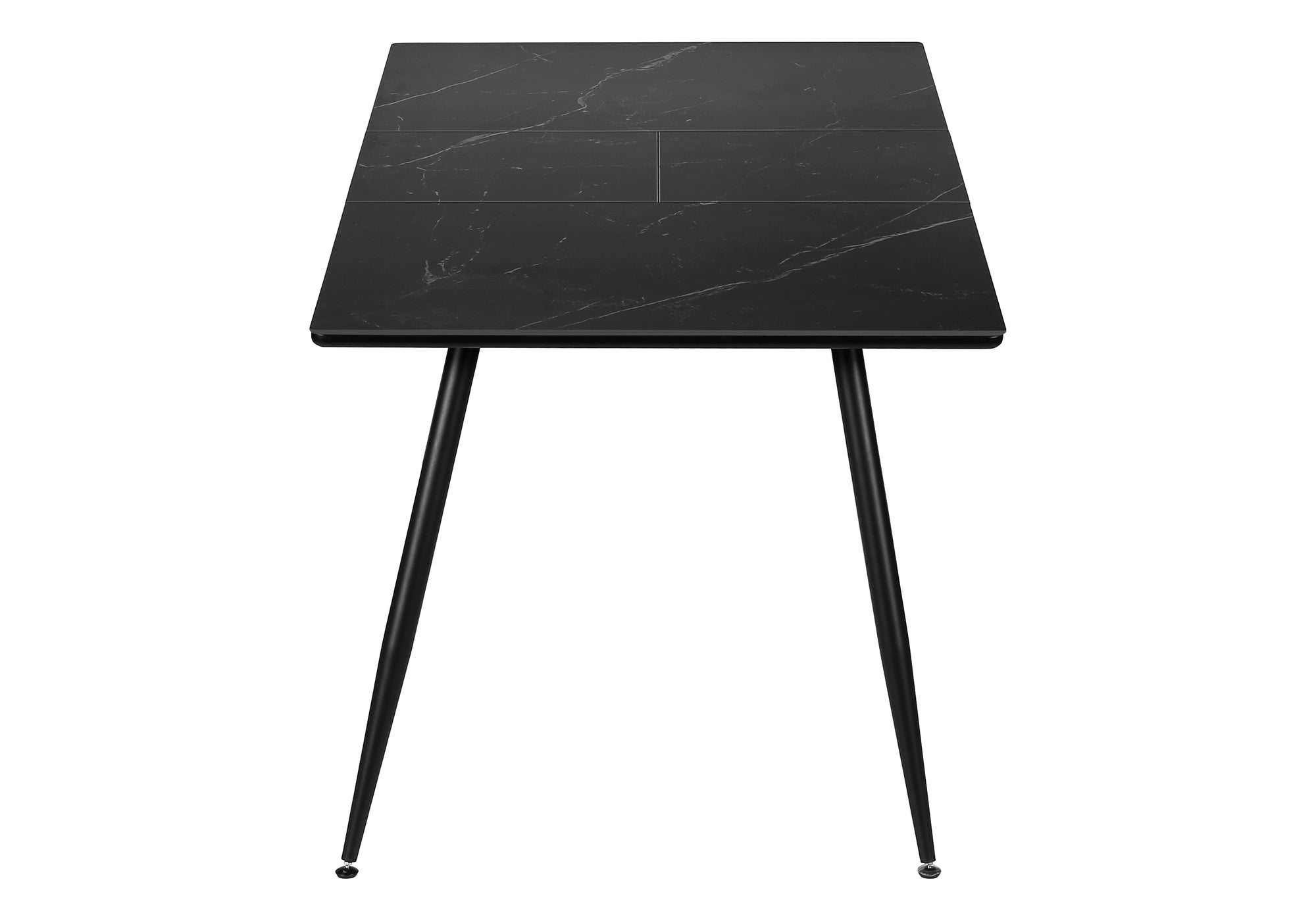 MN-621133    Dining Table, 63" Rectangular, 15" Butterfly Panel, Sintered Stone Top, Dining Room, Kitchen, Dark Grey Stone, Black Metal, Contemporary, Modern