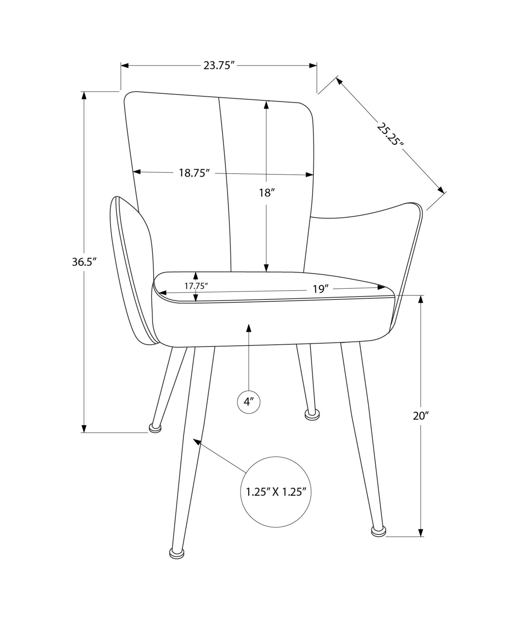 MN-771145    Dining Chair, 36" Height, Set Of 2, Upholstered, Side, Dining Room, Kitchen, Grey Leather Look, Black Metal, Contemporary, Modern