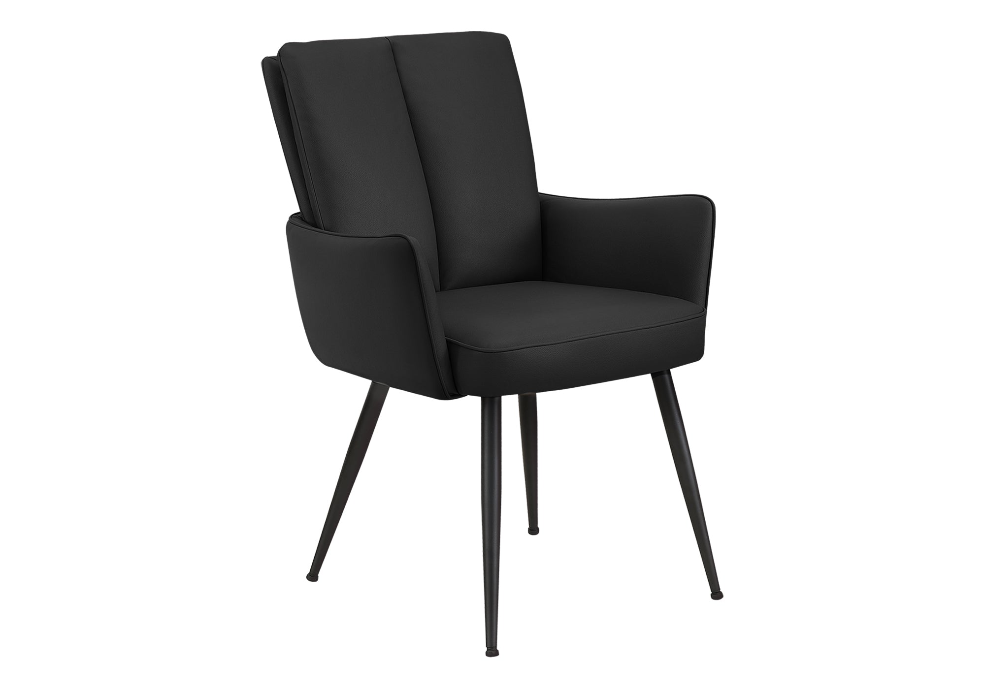 MN-781146    Dining Chair, 36" Height, Set Of 2, Upholstered, Side, Dining Room, Kitchen, Black Leather Look, Black Metal, Contemporary, Modern