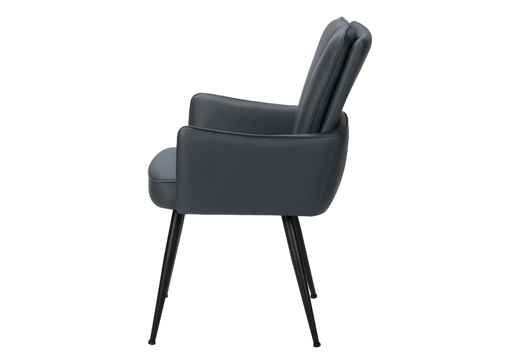 MN-U791148    Dining Chair, 36" Height, Set Of 2, Upholstered, Side, Dining Room, Kitchen, Blue Leather Look, Black Metal, Contemporary, Modern