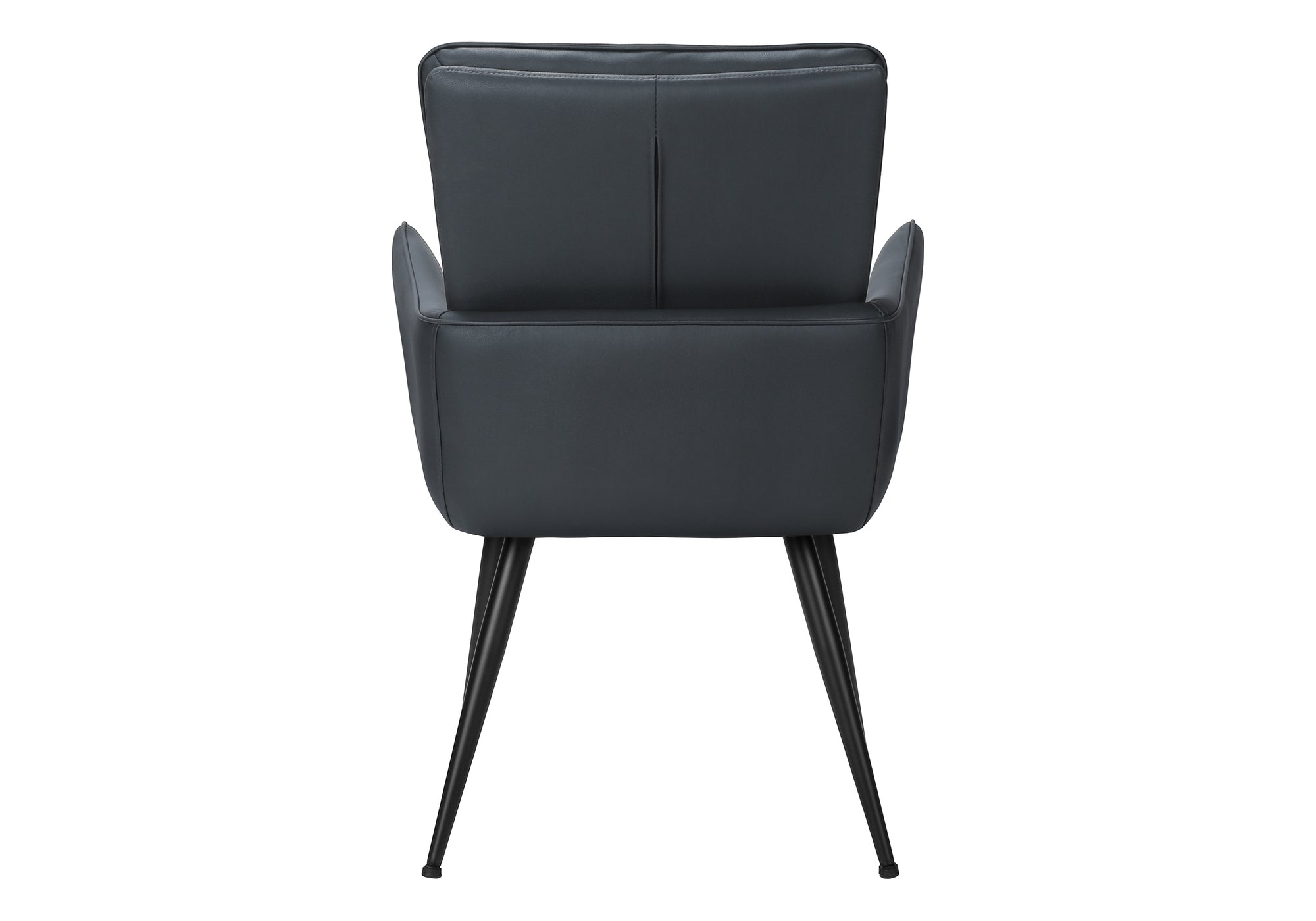 MN-U791148    Dining Chair, 36" Height, Set Of 2, Upholstered, Side, Dining Room, Kitchen, Blue Leather Look, Black Metal, Contemporary, Modern