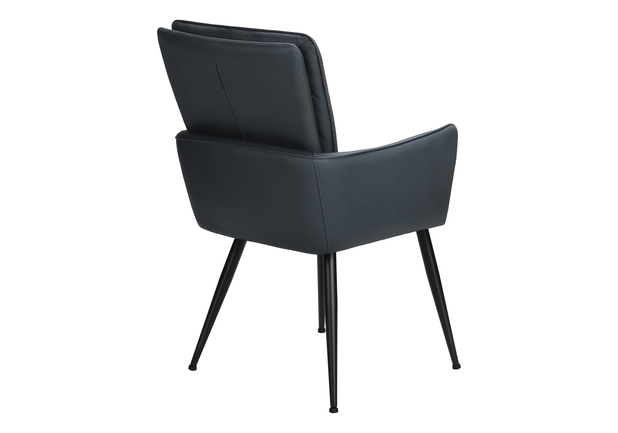 MN-U791148    Dining Chair, 36" Height, Set Of 2, Upholstered, Side, Dining Room, Kitchen, Blue Leather Look, Black Metal, Contemporary, Modern