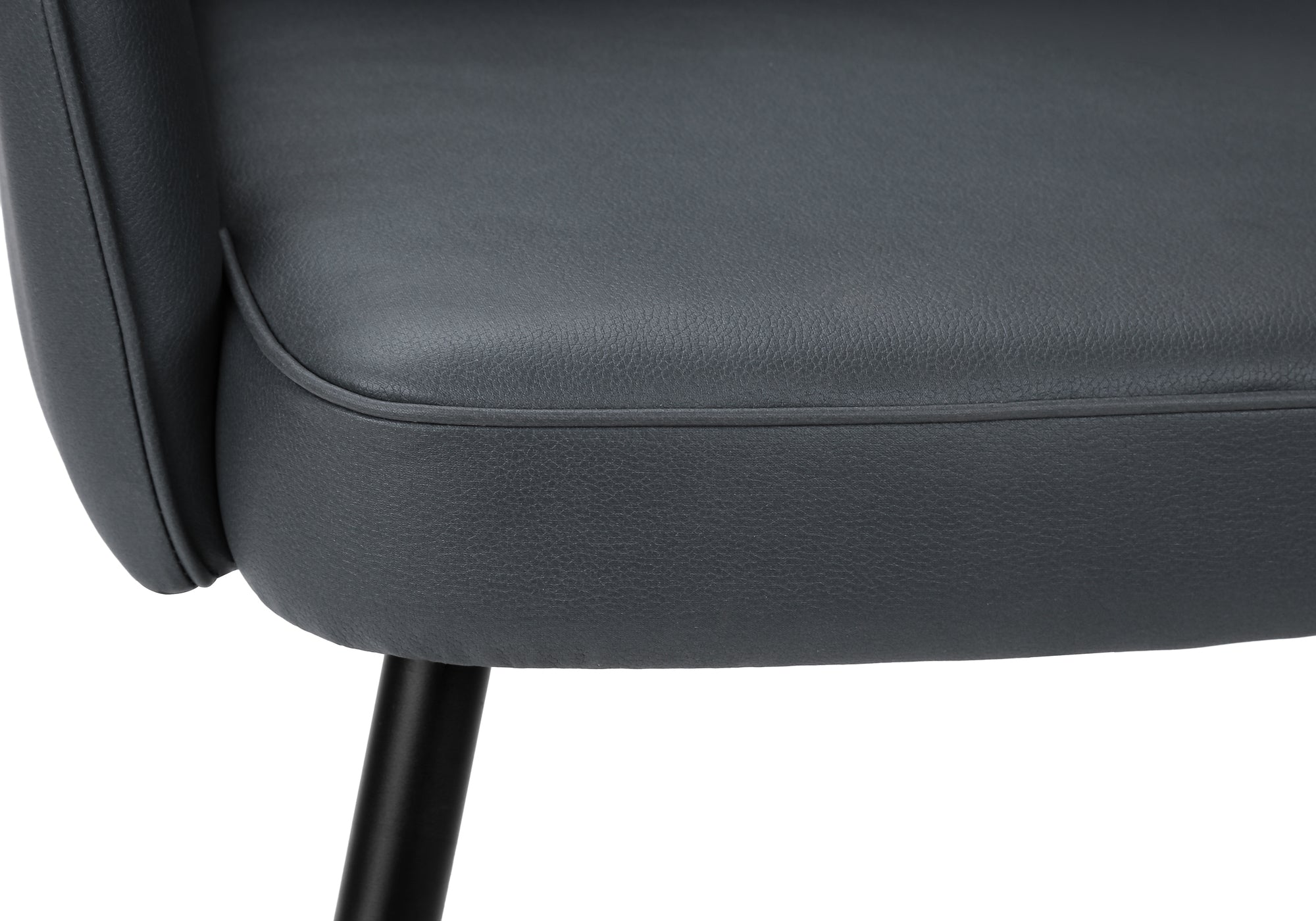 MN-U791148    Dining Chair, 36" Height, Set Of 2, Upholstered, Side, Dining Room, Kitchen, Blue Leather Look, Black Metal, Contemporary, Modern