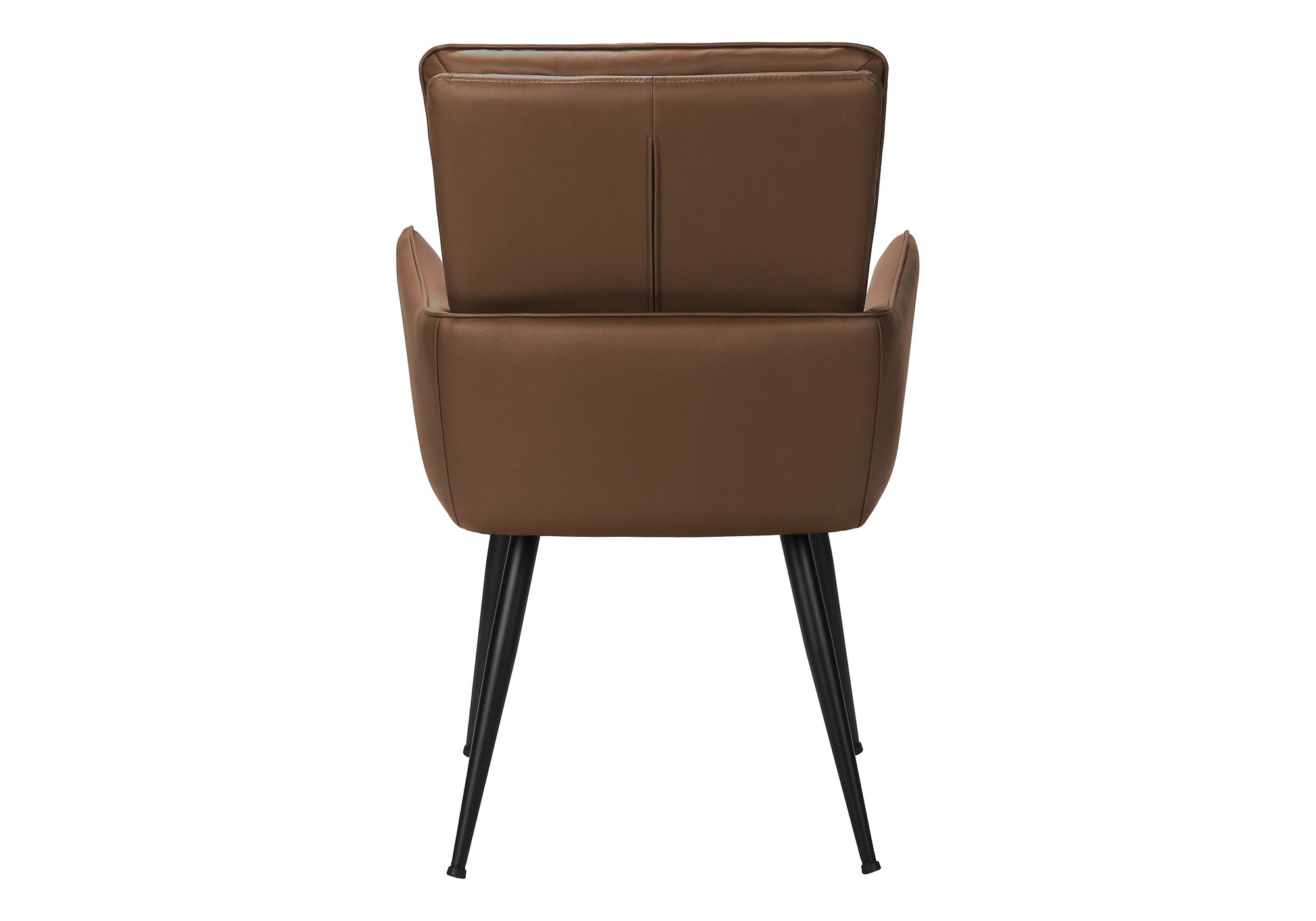 MN-U791149    Dining Chair, 36" Height, Set Of 2, Upholstered, Side, Dining Room, Kitchen, Brown Leather Look, Black Metal, Contemporary, Modern