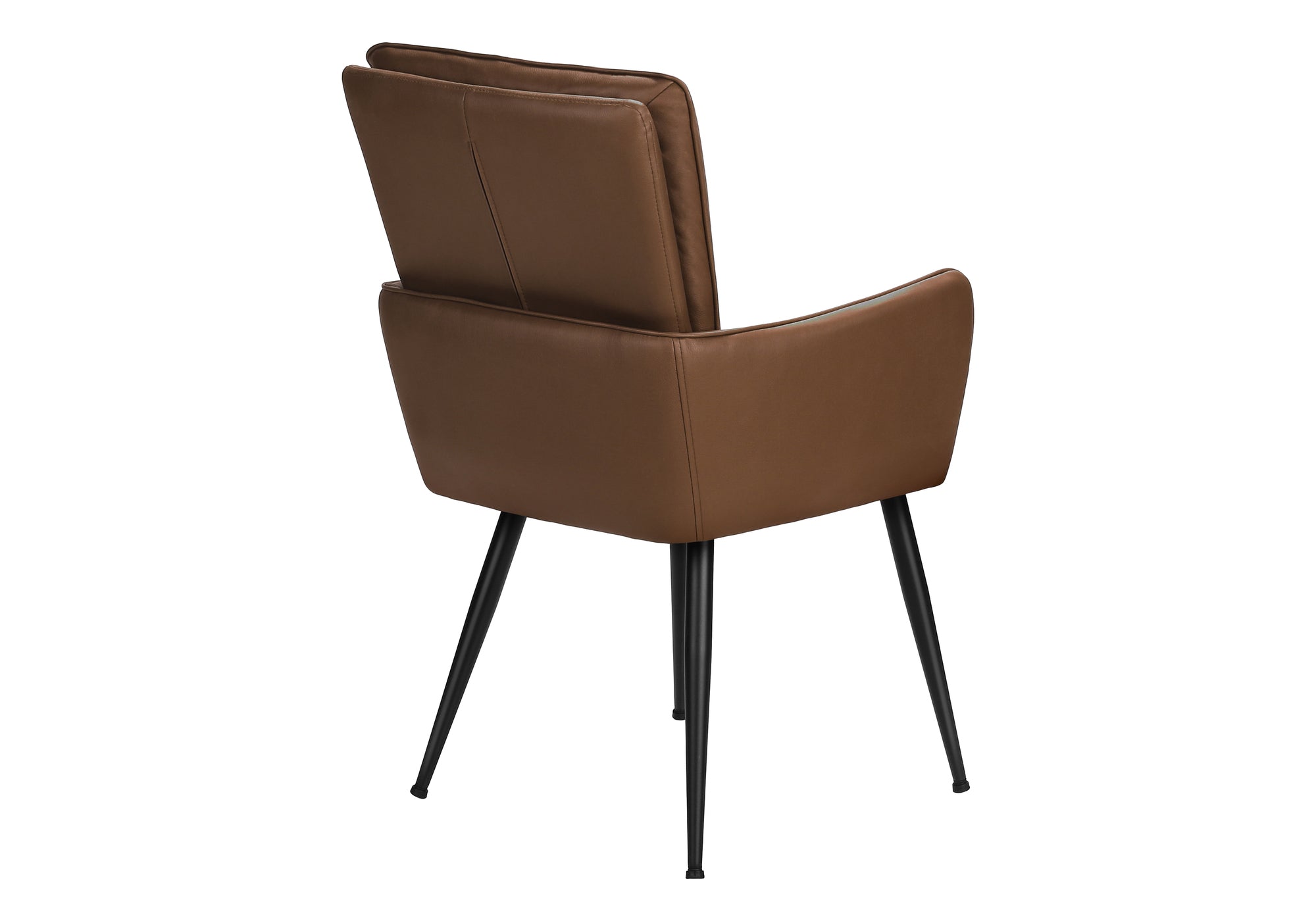 MN-U791149    Dining Chair, 36" Height, Set Of 2, Upholstered, Side, Dining Room, Kitchen, Brown Leather Look, Black Metal, Contemporary, Modern