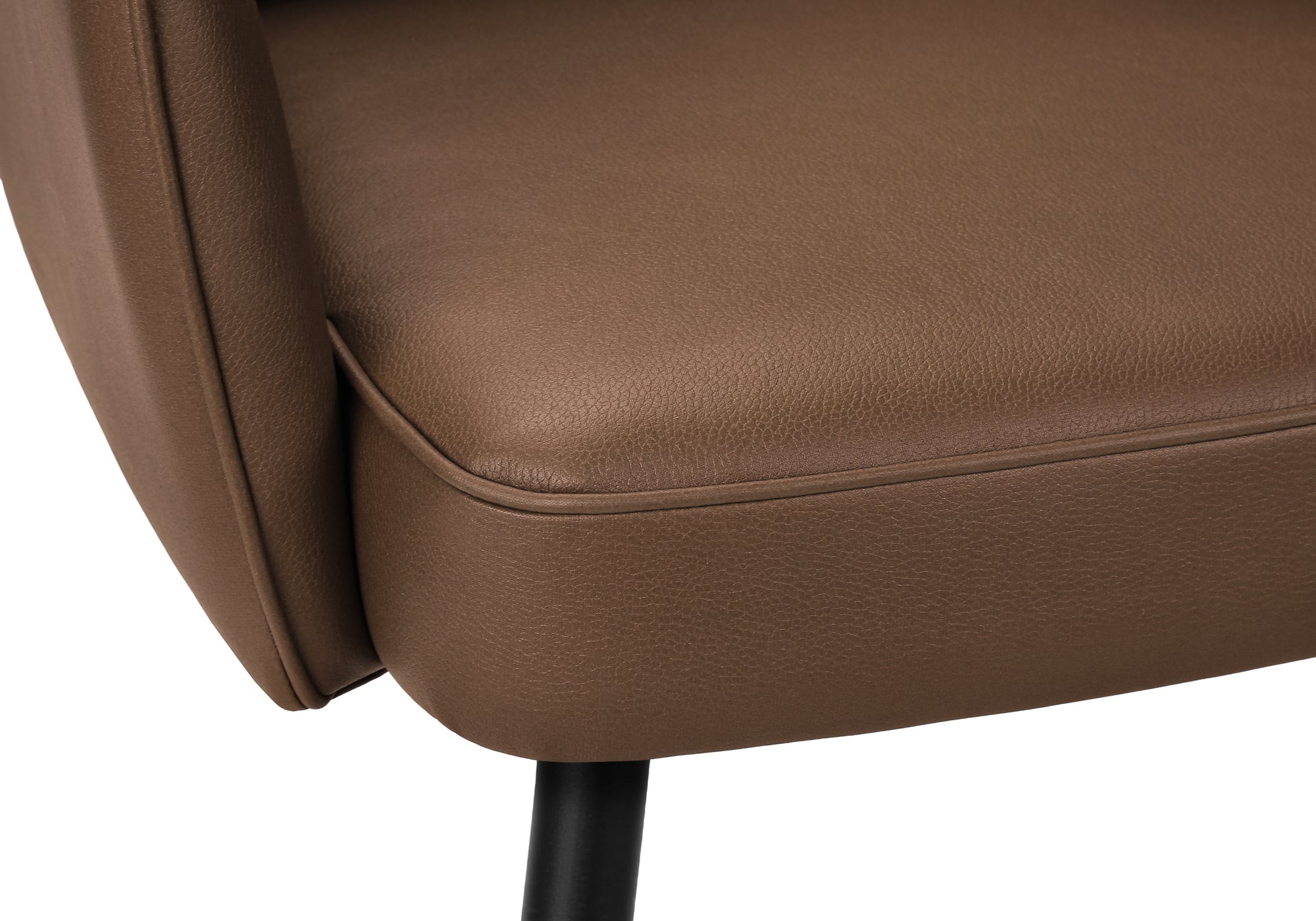 MN-U791149    Dining Chair, 36" Height, Set Of 2, Upholstered, Side, Dining Room, Kitchen, Brown Leather Look, Black Metal, Contemporary, Modern
