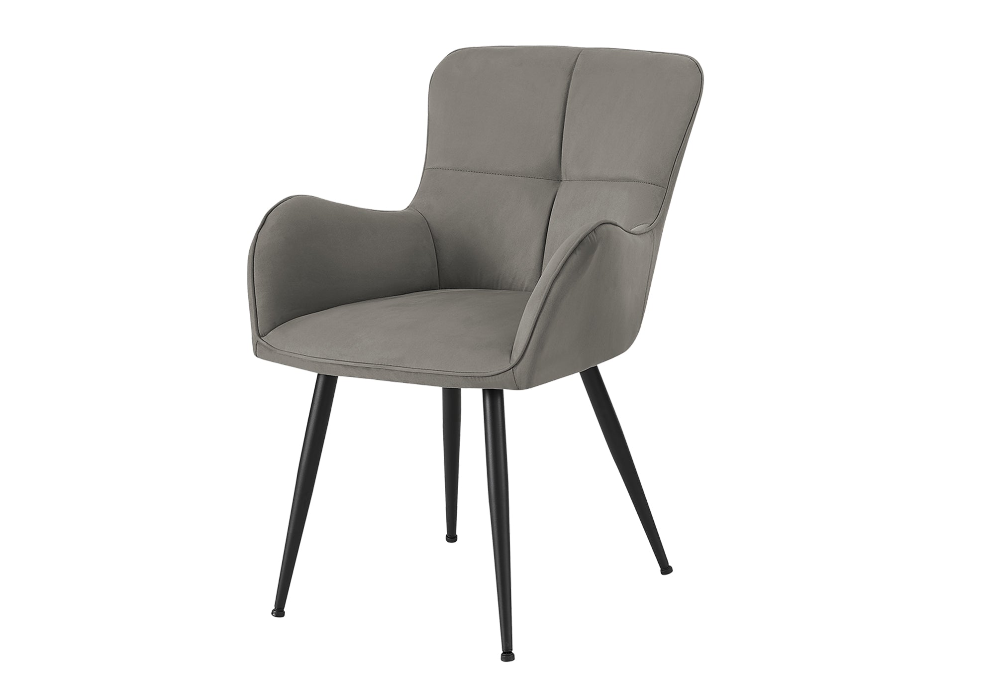 MN-741159    Dining Chair, 33" Height, Set Of 2, Upholstered, Side, Dining Room, Kitchen, Grey Suede Look, Black Metal, Contemporary, Modern