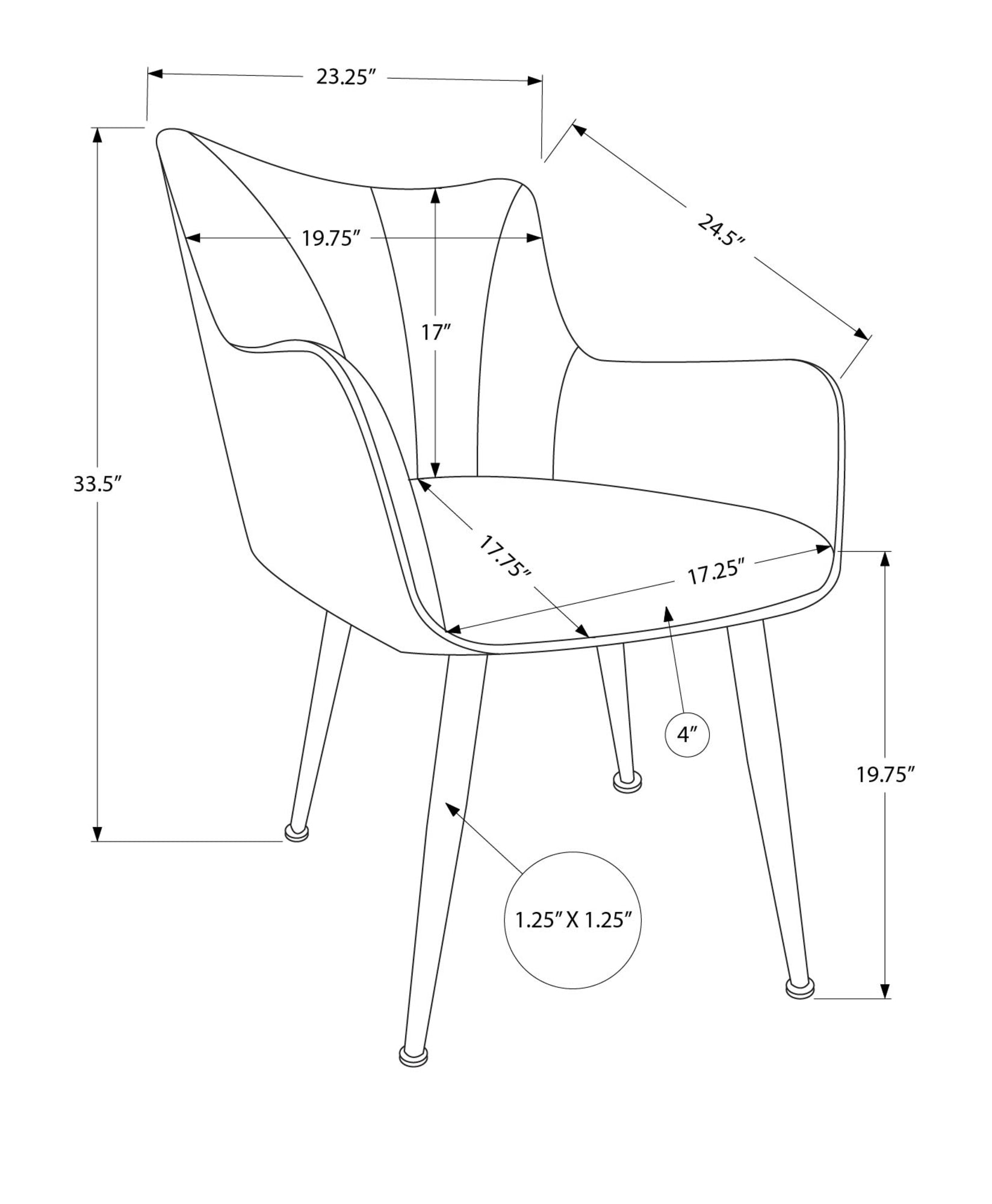 MN-F791167    Dining Chair, 35" Height, Set Of 2, Upholstered, Side, Dining Room, Kitchen, Dark Grey Fabric, Black Leather Look, Contemporary