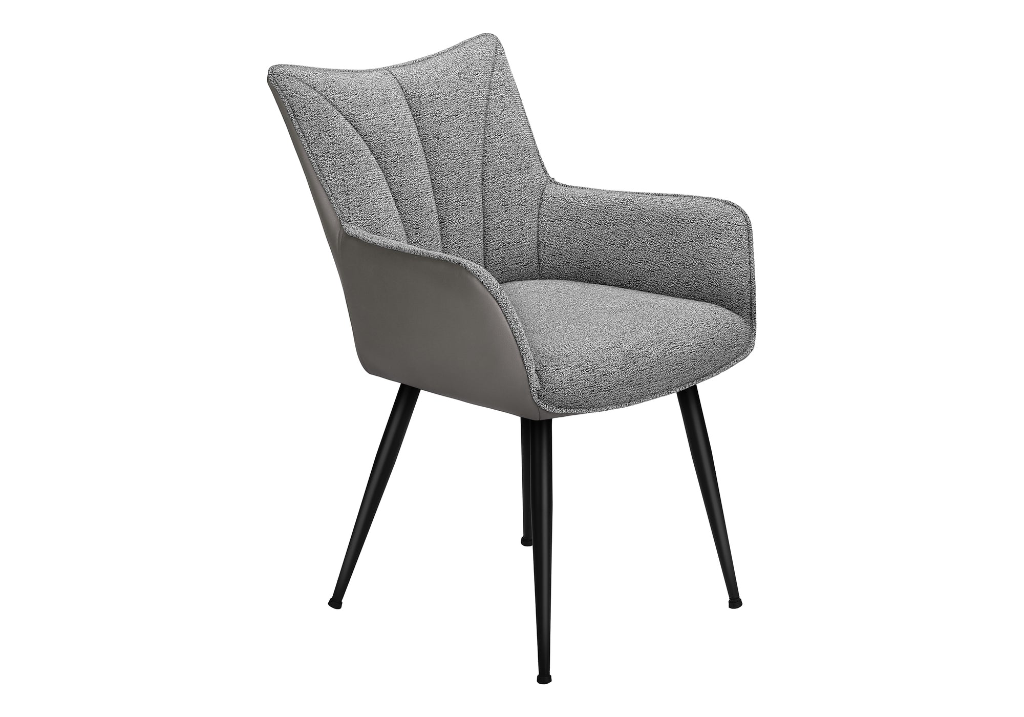 MN-F791168    Dining Chair, 35" Height, Set Of 2, Upholstered, Side, Dining Room, Kitchen, Light Grey Fabric, Grey Leather Look, Contemporary