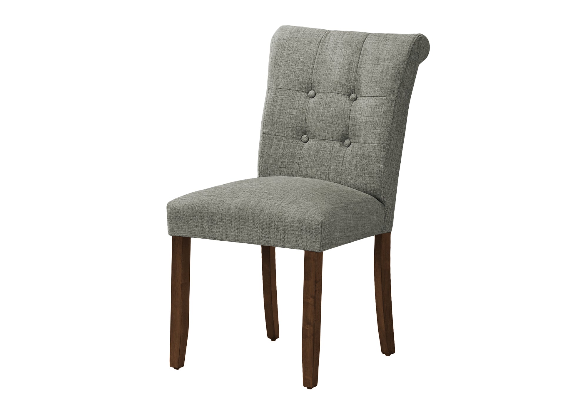 MN-U771218    Dining Chair, 38" Height, Set Of 2, Upholstered, Dining Room, Side, Kitchen, Grey Fabric, Walnut Wood Legs, Modern