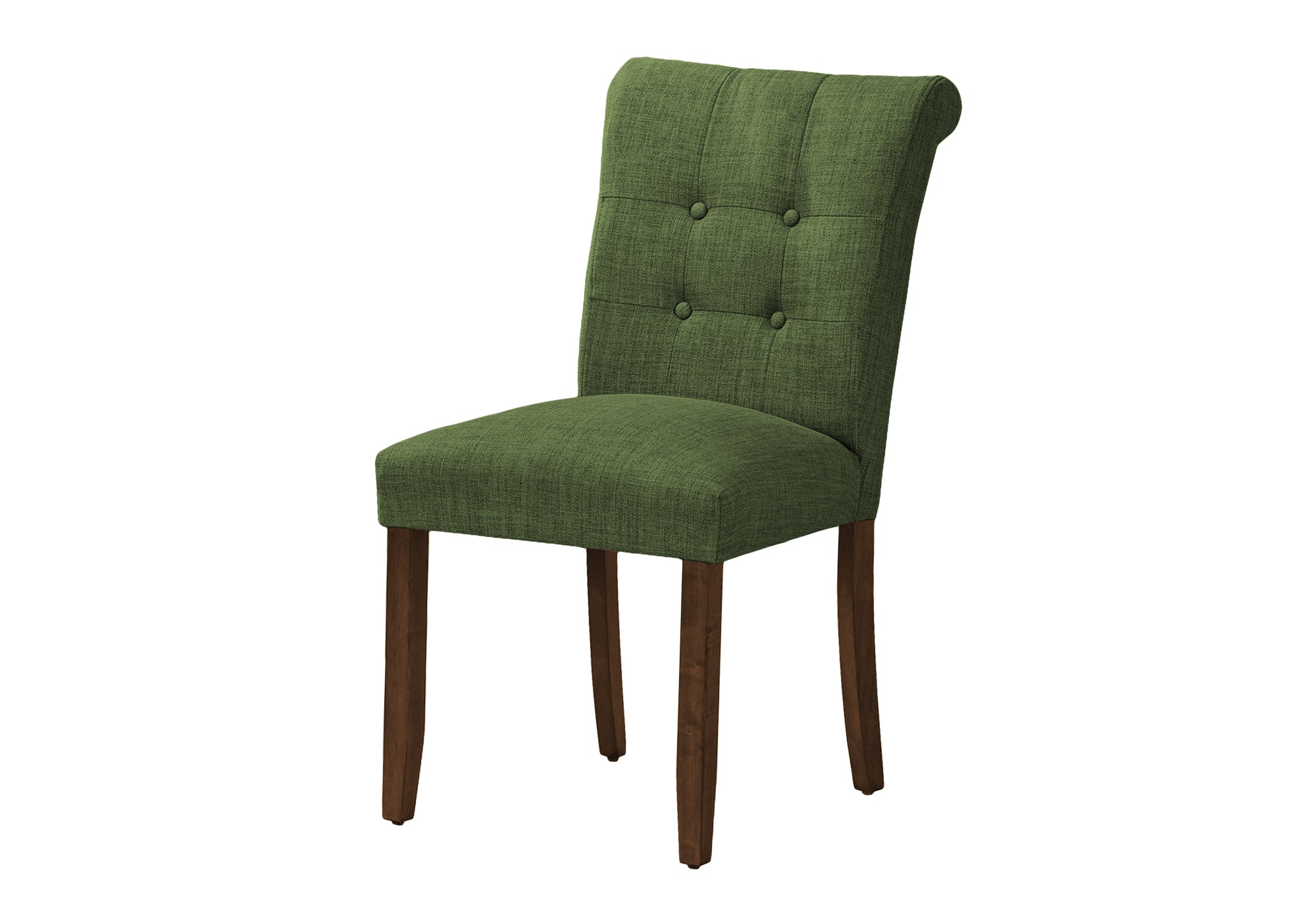 MN-U771219    Dining Chair, 38" Height, Set Of 2, Upholstered, Dining Room, Side, Kitchen, Green Fabric, Walnut Wood Legs, Modern