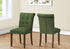 MN-U771219    Dining Chair, 38" Height, Set Of 2, Upholstered, Dining Room, Side, Kitchen, Green Fabric, Walnut Wood Legs, Modern