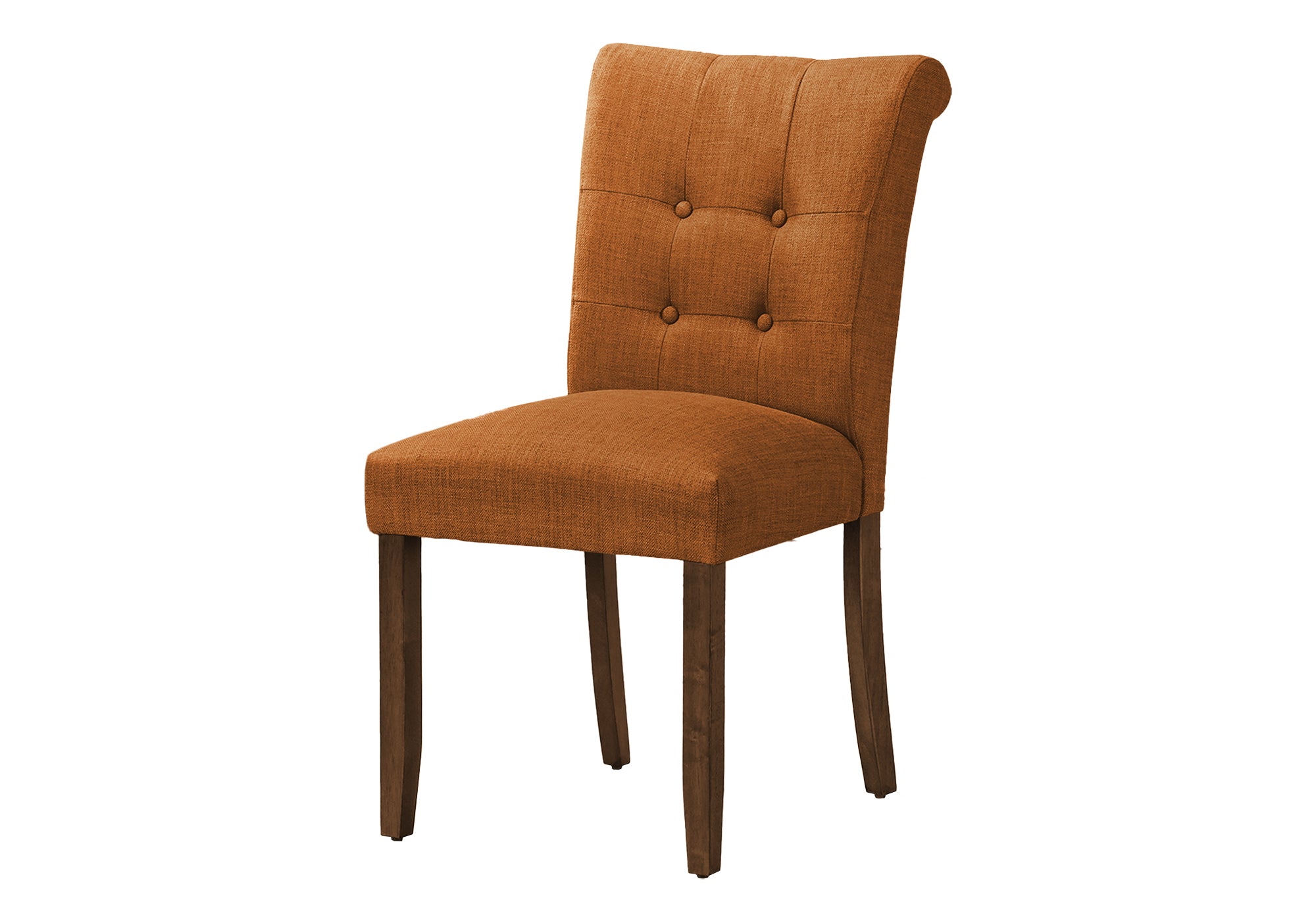 MN-U771221    Dining Chair, 38" Height, Set Of 2, Upholstered, Dining Room, Side, Kitchen, Orange Fabric, Walnut Wood Legs, Modern