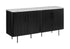 MN-961225    Cabinet, 66" Wide, Sideboard, Buffet, Dining Room, White Faux Marble, Black Laminate, Contemporary, Modern