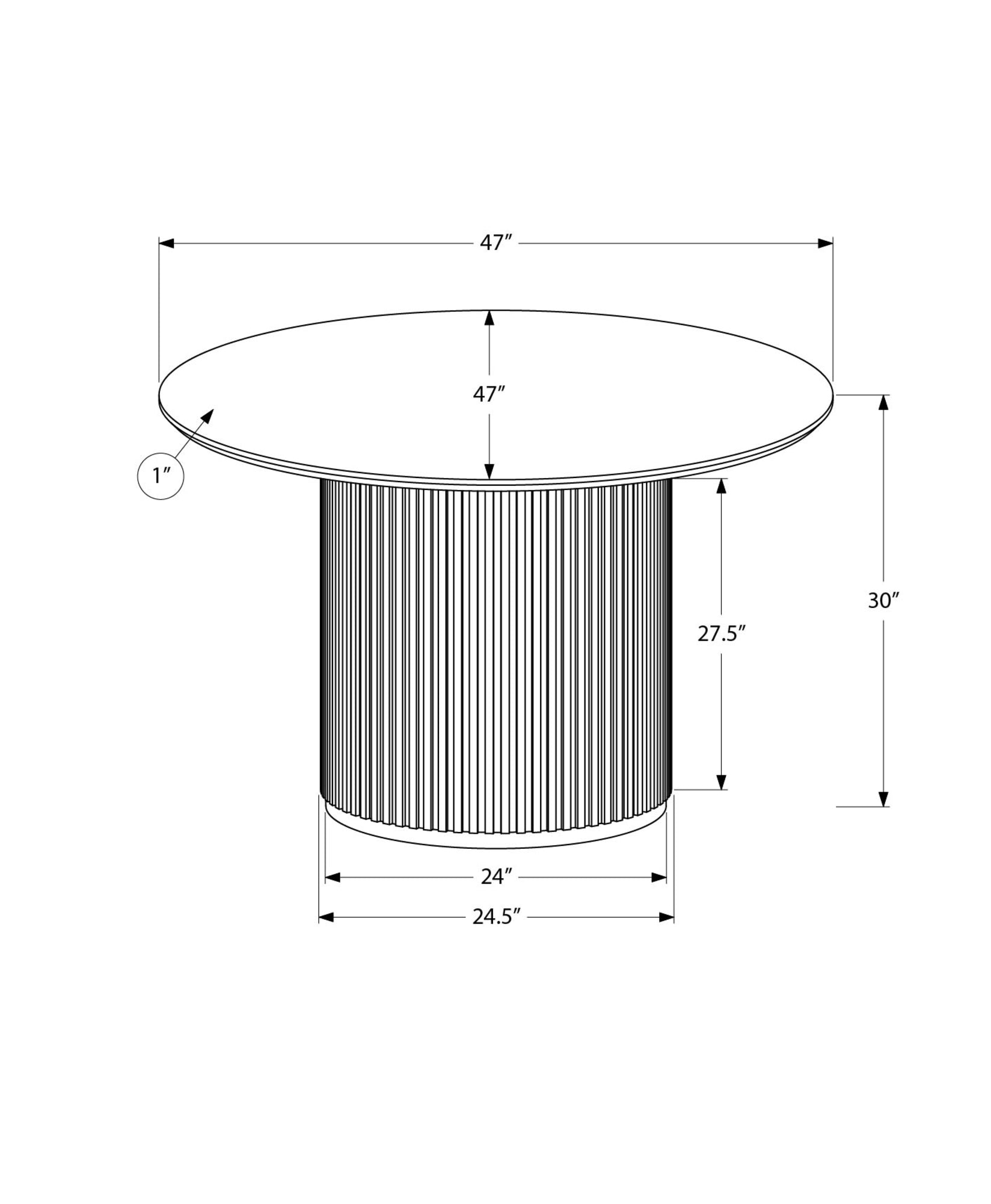 MN-981227    Dining Table, 48" Round, Laminate Top, Dining Room, Kitchen, White Faux Marble, Black Laminate, Contemporary, Modern