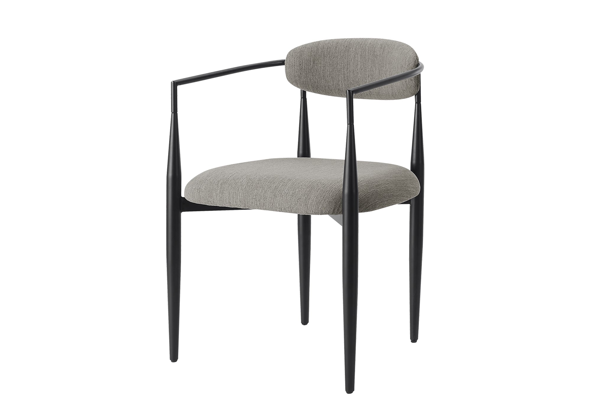 MN-991228    Dining Chair, 32" Height, Set Of 2, Upholstered, Side, Dining Room, Kitchen, Grey Fabric, Black Metal, Contemporary, Modern