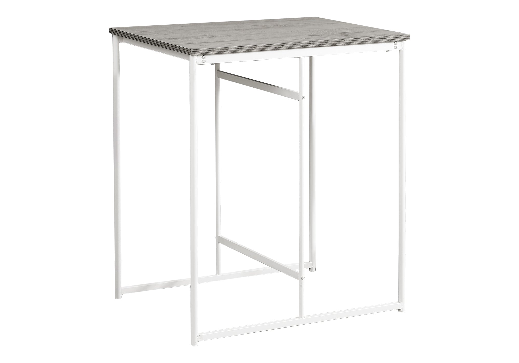 MN-U871241    Dining Table, 32" Rectangular, Counter Height, Small, Laminate Top, Kitchen, Grey Laminate, White Metal, Contemporary, Modern