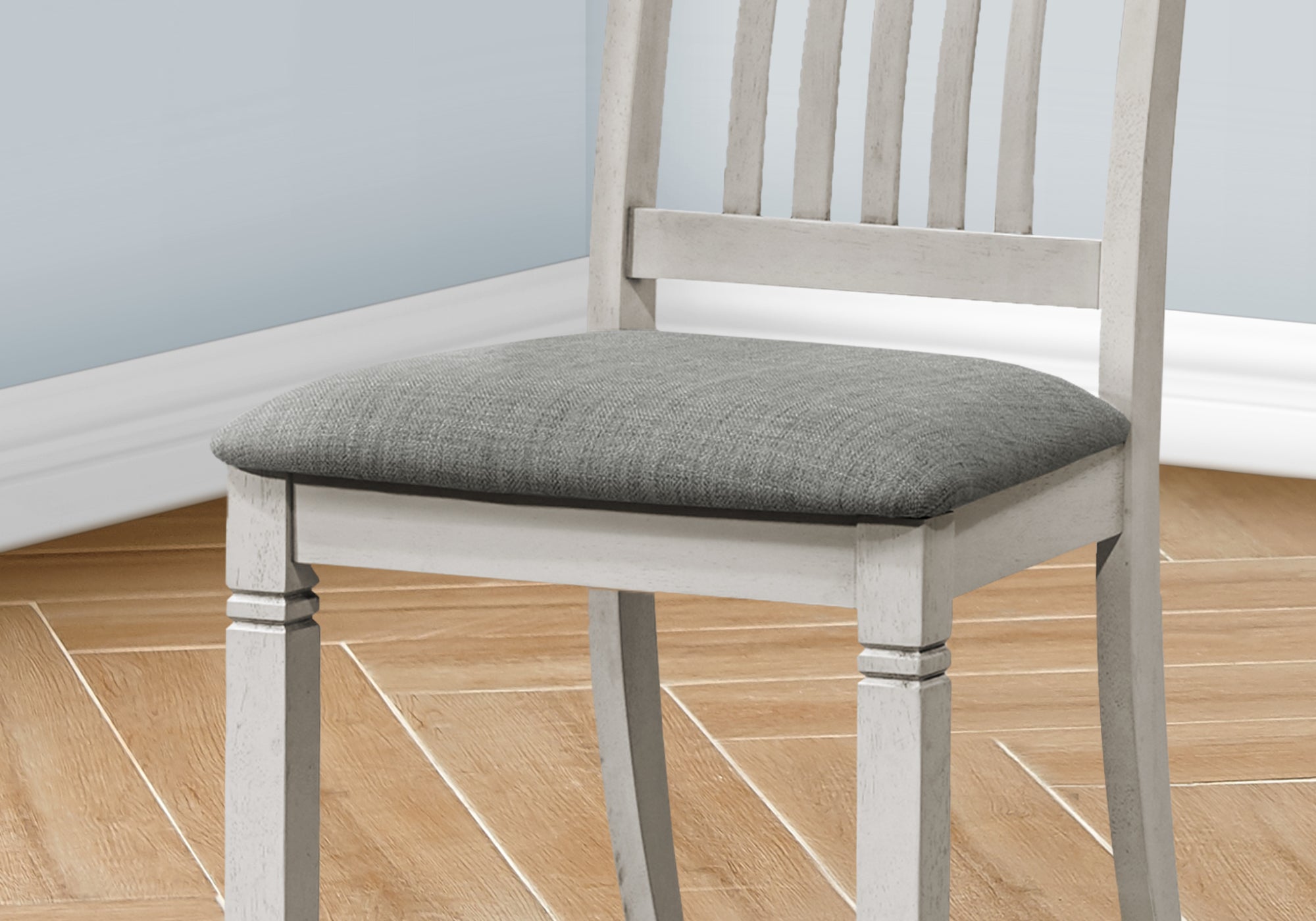 MN-U931256    Dining Chair, 38" Height, Set Of 2, Side, Upholstered, Kitchen, Dining Room, Antique Grey, Grey Fabric, Transitional