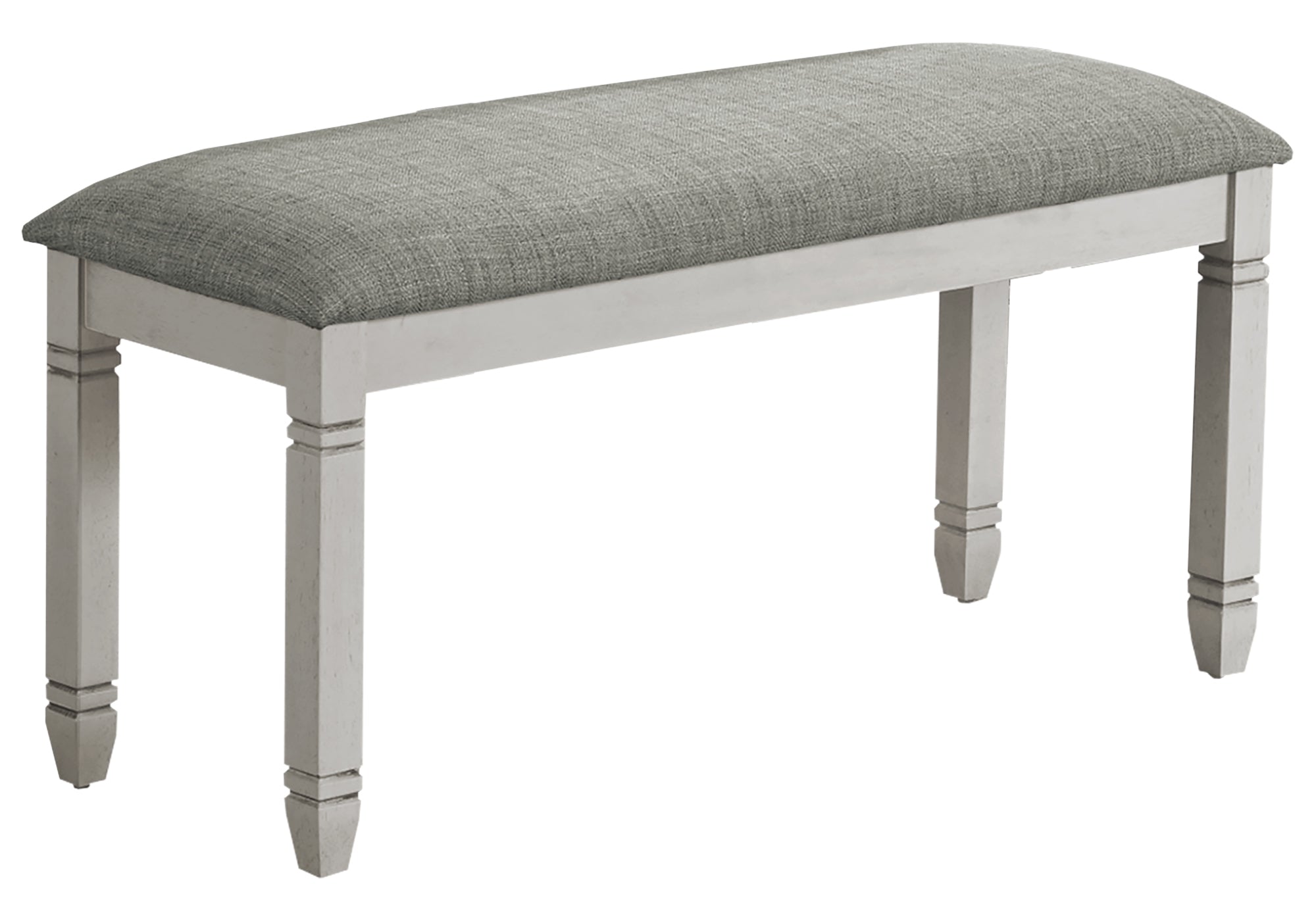 MN-U941257    Bench, 41" Rectangular, Kitchen, Dining Room, Entryway, Bedroom, Upholstered, Wood, Grey Solid Wood, Grey Fabric, Transitional