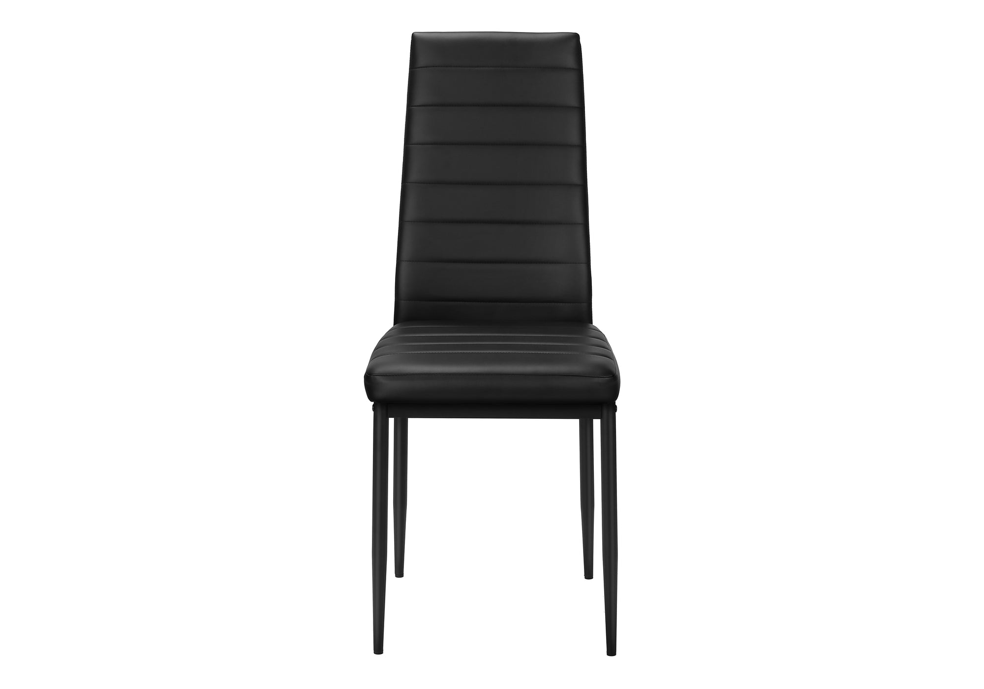 MN-T921270    Dining Chair, 39" Height, Set Of 2, Side, Upholstered, Dining Room, Kitchen, Black Leather Look, Black Metal, Contemporary