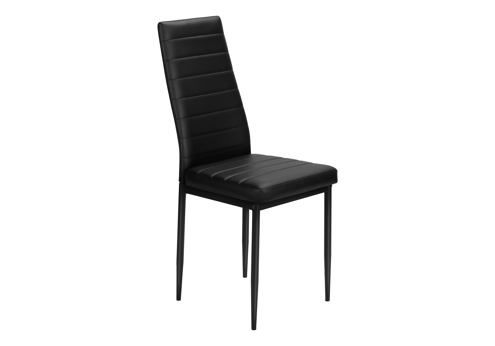 MN-T921270    Dining Chair, 39" Height, Set Of 2, Side, Upholstered, Dining Room, Kitchen, Black Leather Look, Black Metal, Contemporary