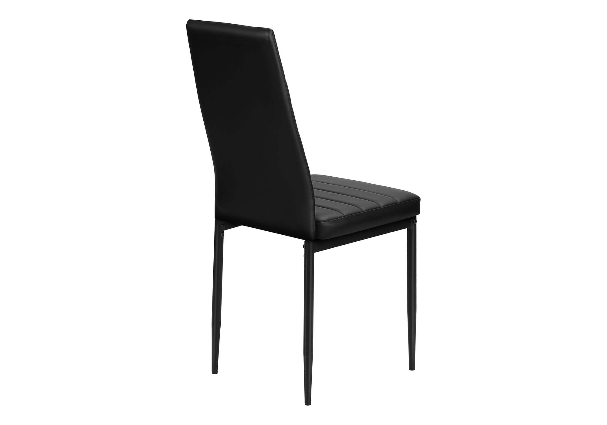 MN-T921270    Dining Chair, 39" Height, Set Of 2, Side, Upholstered, Dining Room, Kitchen, Black Leather Look, Black Metal, Contemporary