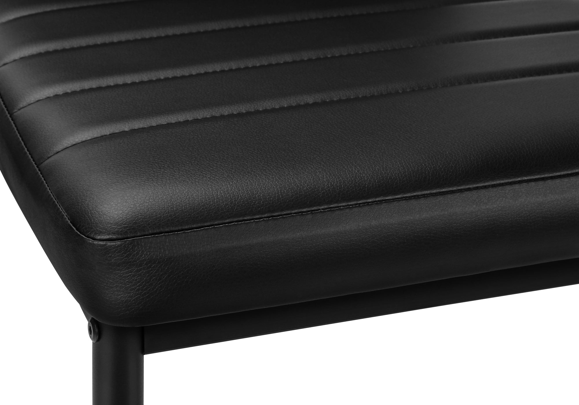 MN-T921270    Dining Chair, 39" Height, Set Of 2, Side, Upholstered, Dining Room, Kitchen, Black Leather Look, Black Metal, Contemporary