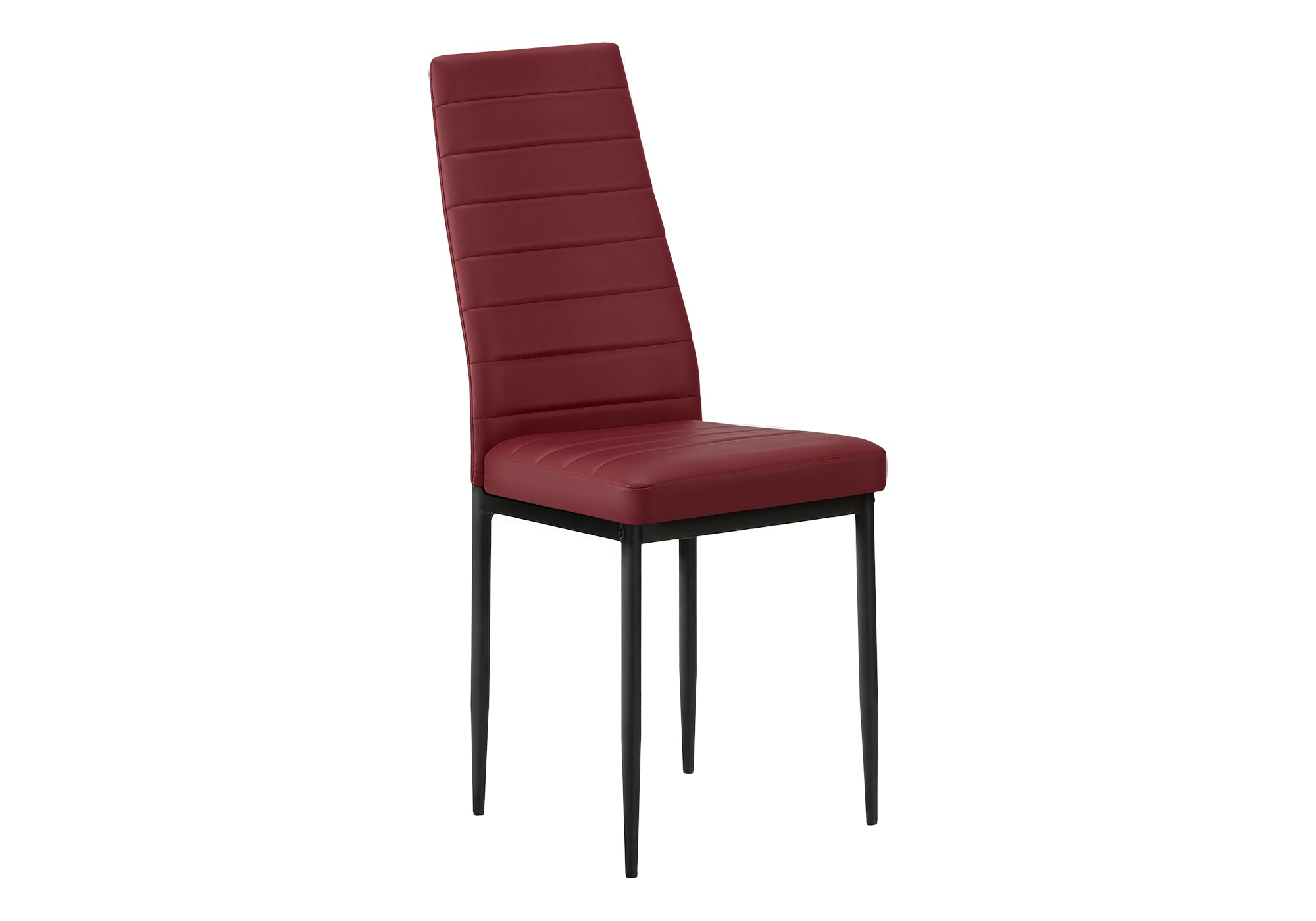 MN-T921274    Dining Chair, 39" Height, Set Of 2, Side, Upholstered, Dining Room, Kitchen, Red Leather-look, Black Metal, Contemporary
