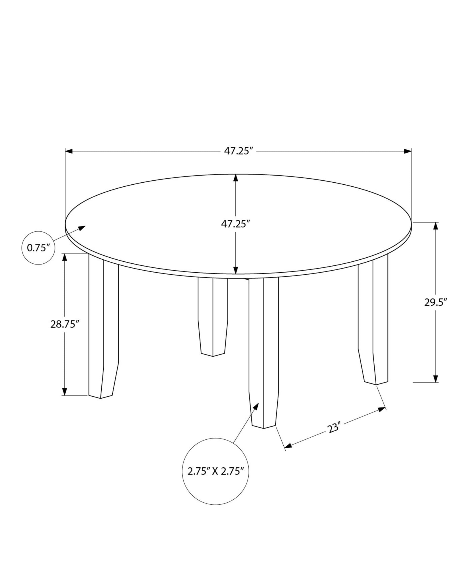 MN-461348    Dining Table, 48" Round, Veneer Top, Dining Room, Kitchen, Grey Veneer, Transitional