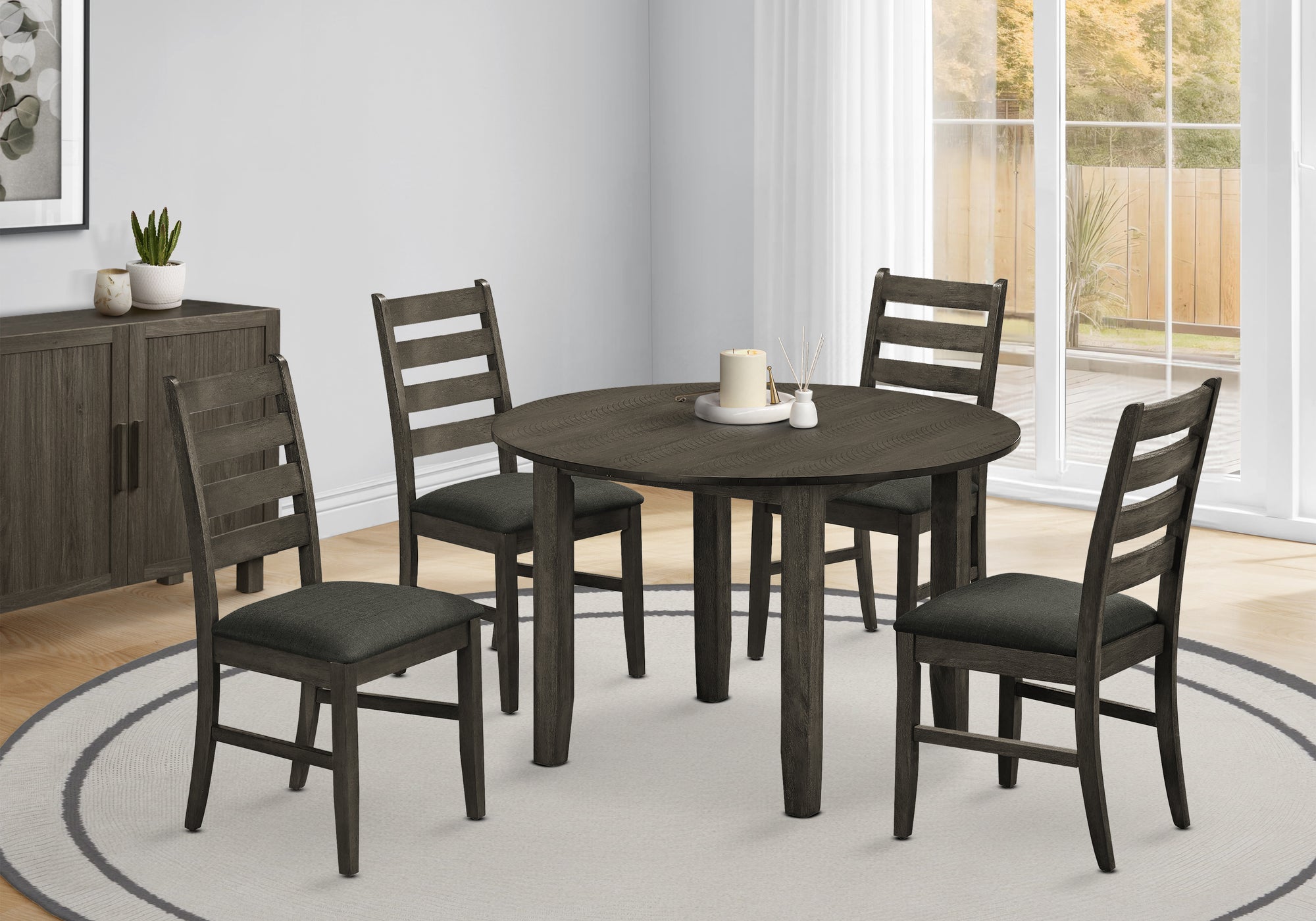 MN-461348    Dining Table, 48" Round, Veneer Top, Dining Room, Kitchen, Grey Veneer, Transitional