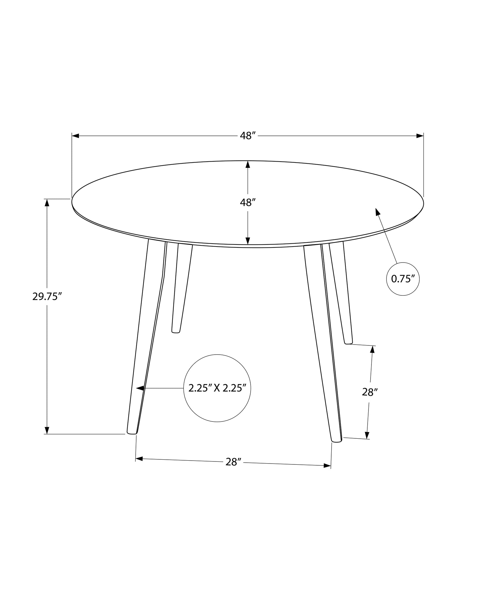 MN-491363    Dining Table, 48" Round, Veneer Top, Kitchen, Dining Room, Dark Walnut Veneer, Mid Century
