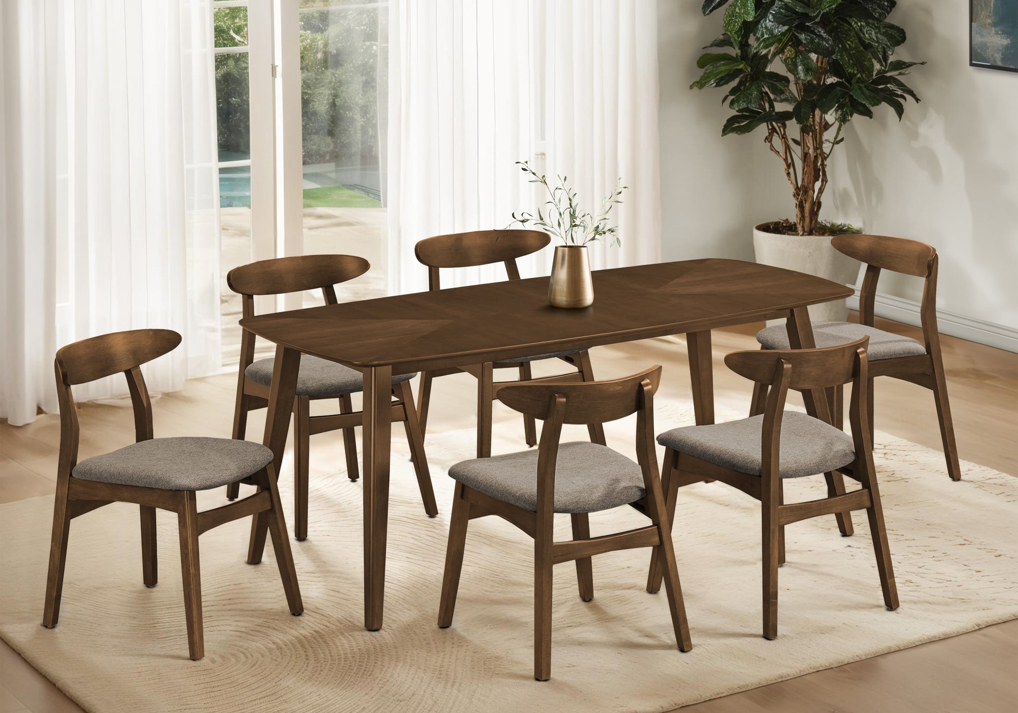 MN-351364    DINING TABLE - BROWN WALNUT VENEER / 36"X 72"