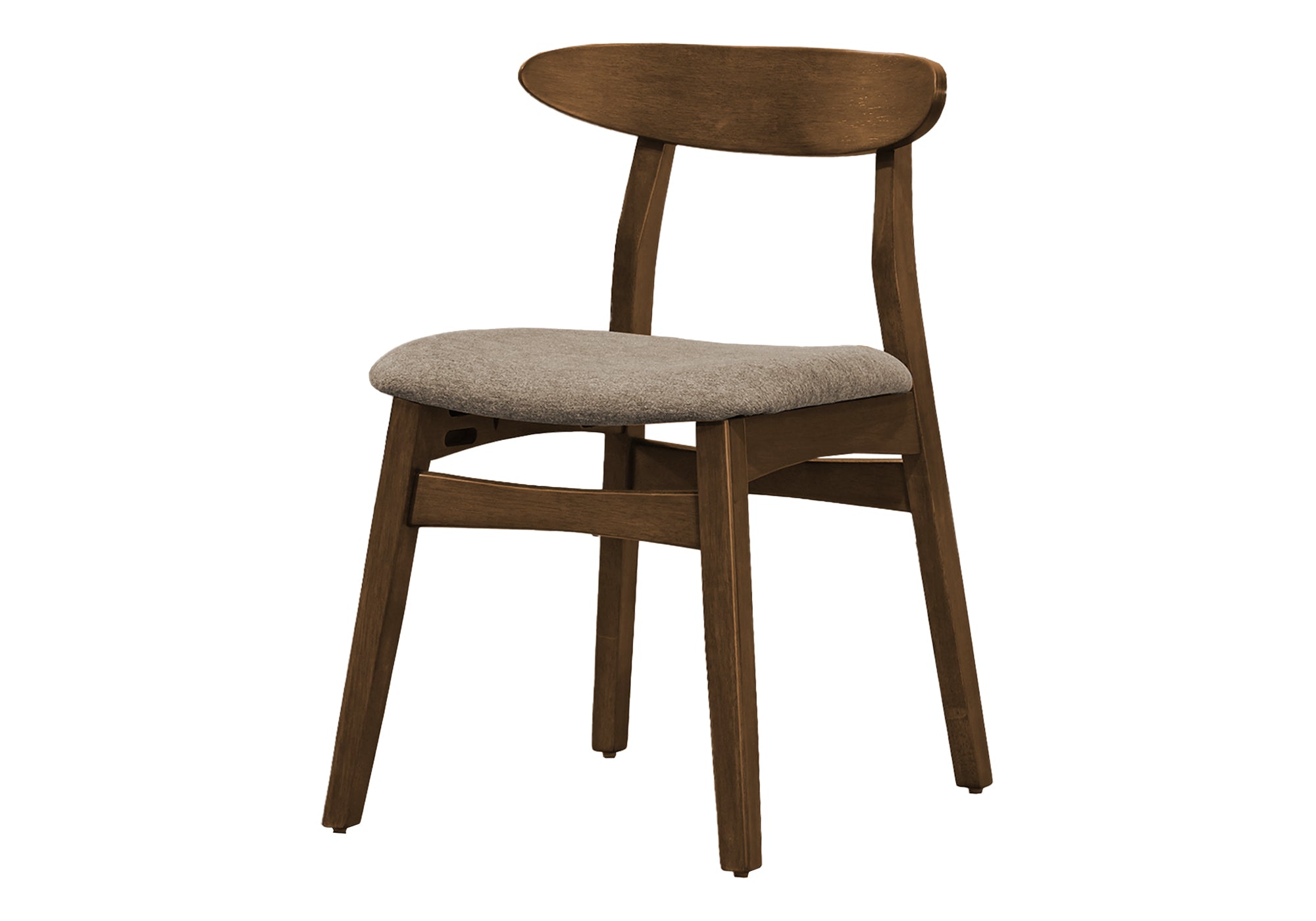 MN-X551365    Dining Chair, 32" Height, Set Of 2, Side, Upholstered, Kitchen, Dining Room, Dark Walnut, Beige Fabric, Modern