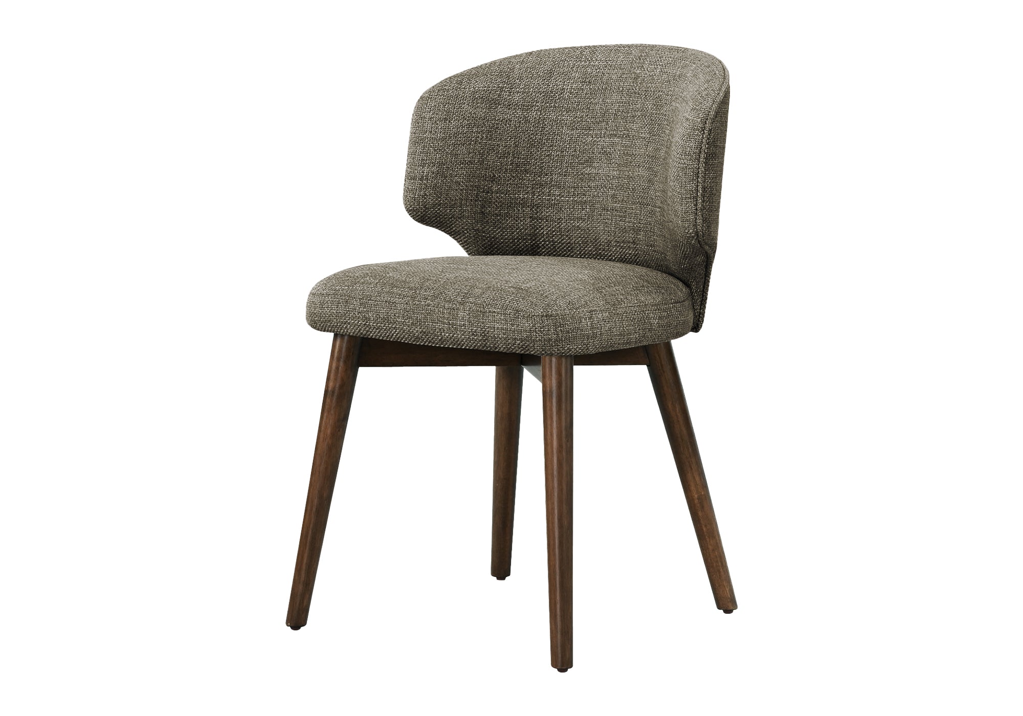 MN-521366    Dining Chair, 32" Height, Set Of 2, Side, Upholstered, Dining Room, Kitchen, Dark Walnut, Brown Fabric, Mid Century, Modern