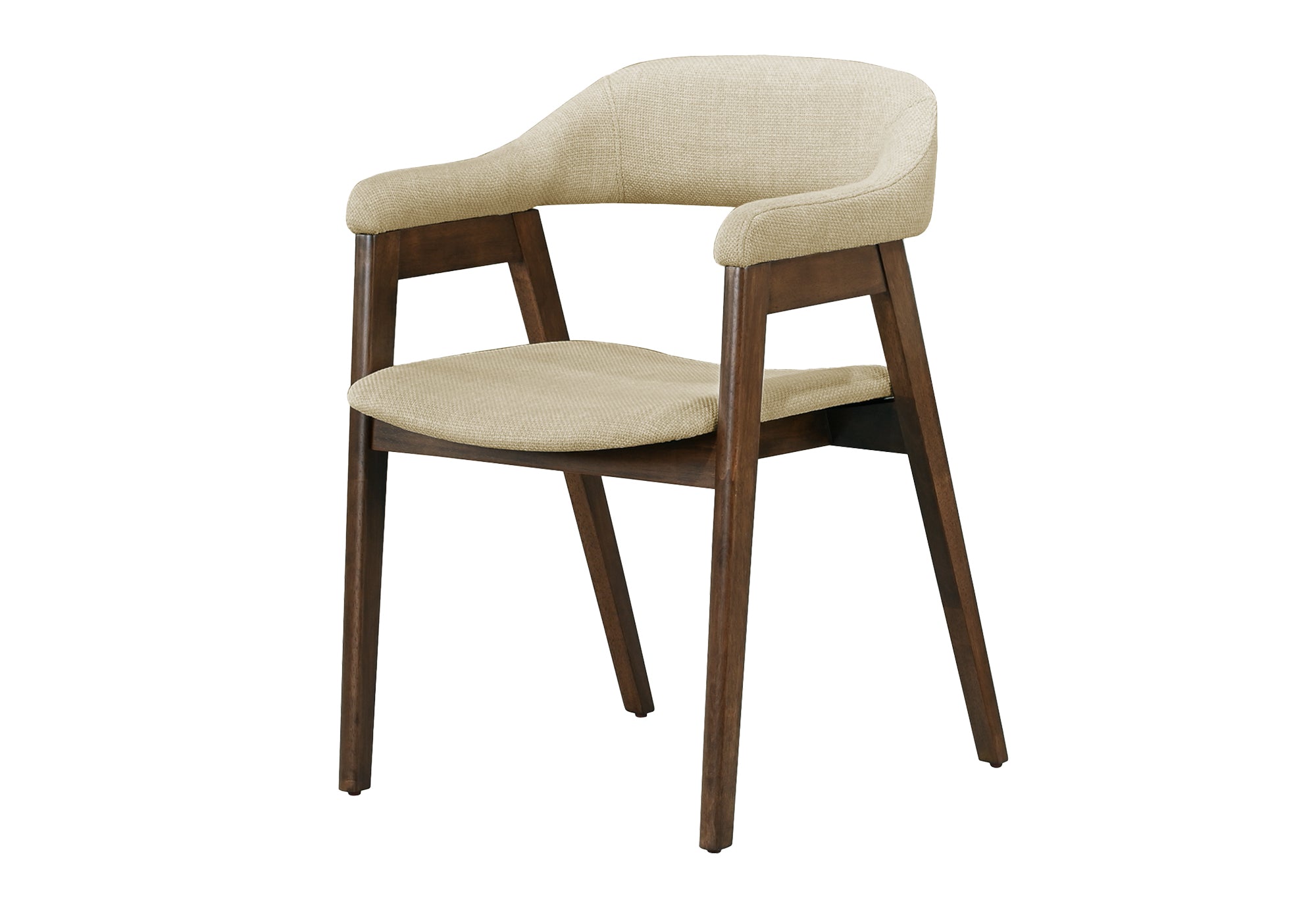 MN-531367    Dining Chair, 32" Height, Set Of 2, Side, Upholstered, Dining Room, Kitchen, Dark Walnut, Sand Fabric, Mid Century, Modern