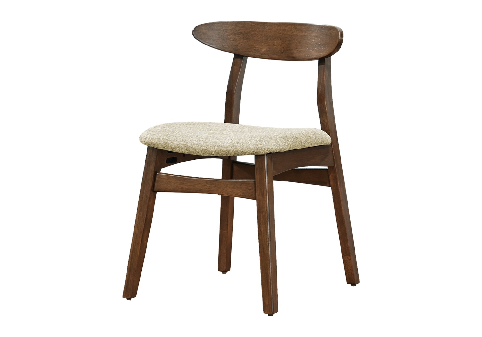 MN-X551369    Dining Chair, 30" Height, Set Of 2, Side, Upholstered, Kitchen, Dining Room, Dark Walnut, Sand Fabric, Mid Century, Modern