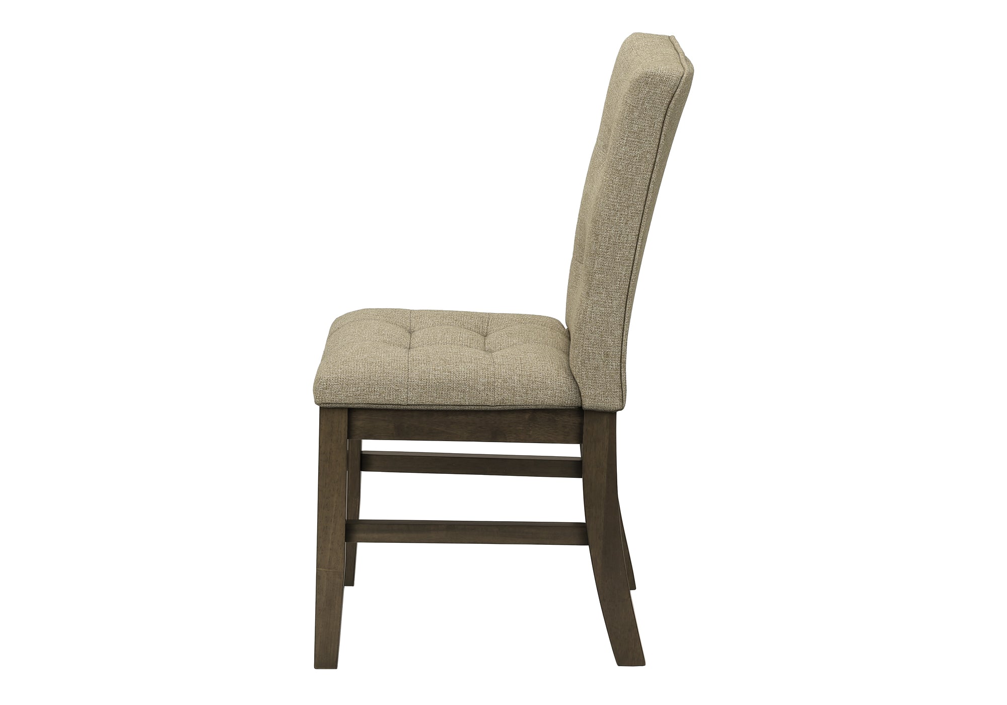 MN-L631378    Dining Chair, 37" Height, Set Of 2, Upholstered, Dining Room, Kitchen, Brown Fabric, Grey Solid Wood, Transitional