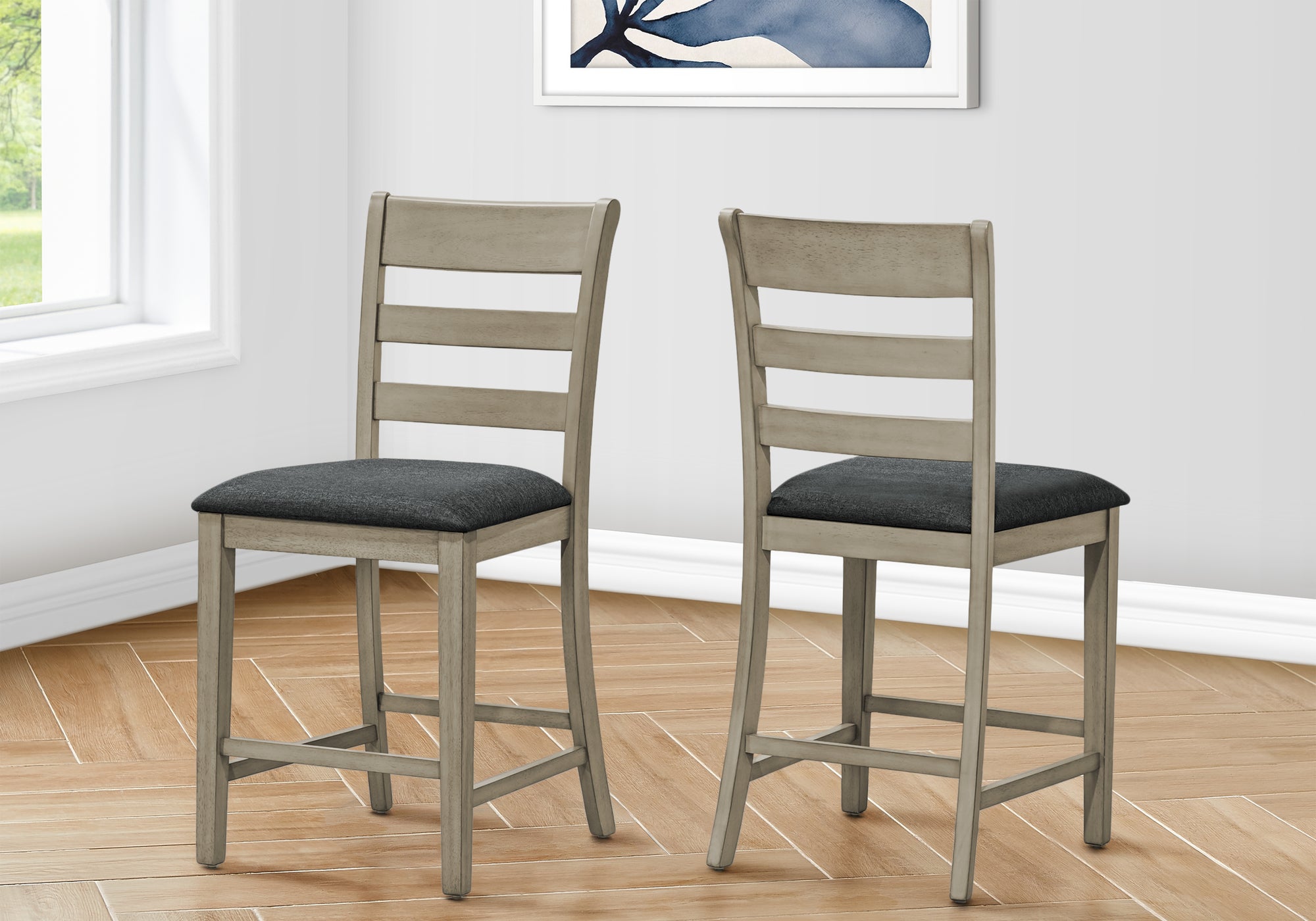 MN-451382    Dining Chair, 44" Height, Counter Height, Dining Room, Kitchen, Set Of 2, Upholstered, Side, Transitional