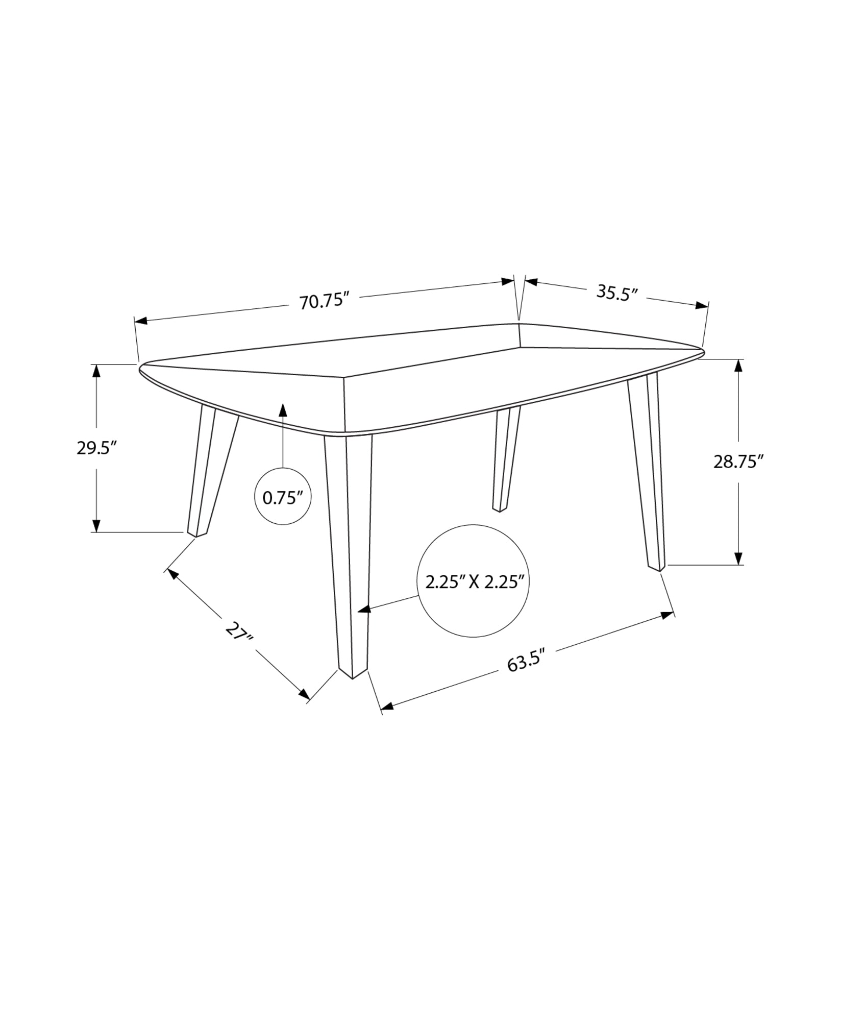 MN-821384    Dining Table, 72" Rectangular, Dining Room, Kitchen, Veneer Top, Light Walnut Veneer, Transitional